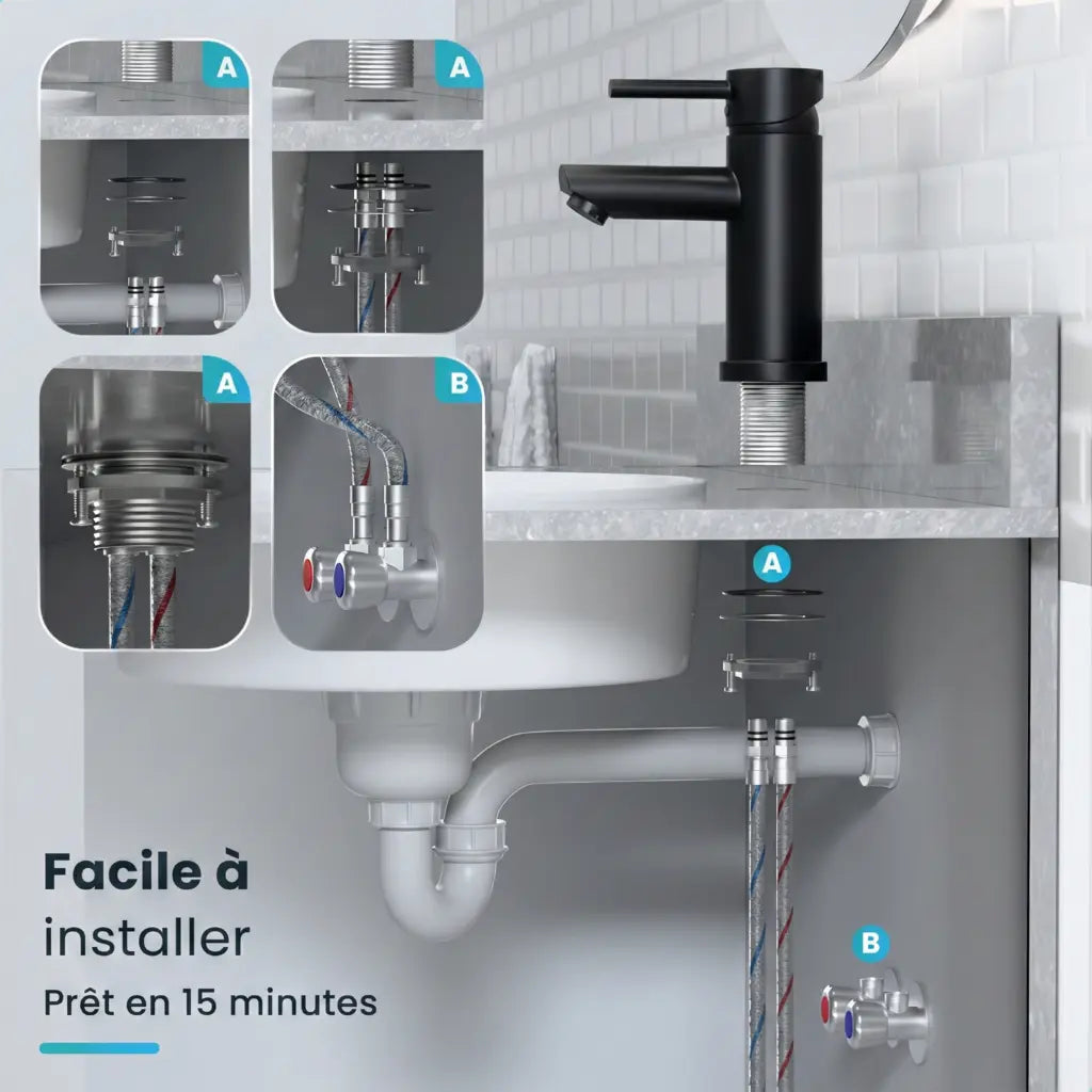 Mitigeur de lavabo – WC – Noir [ZOE]