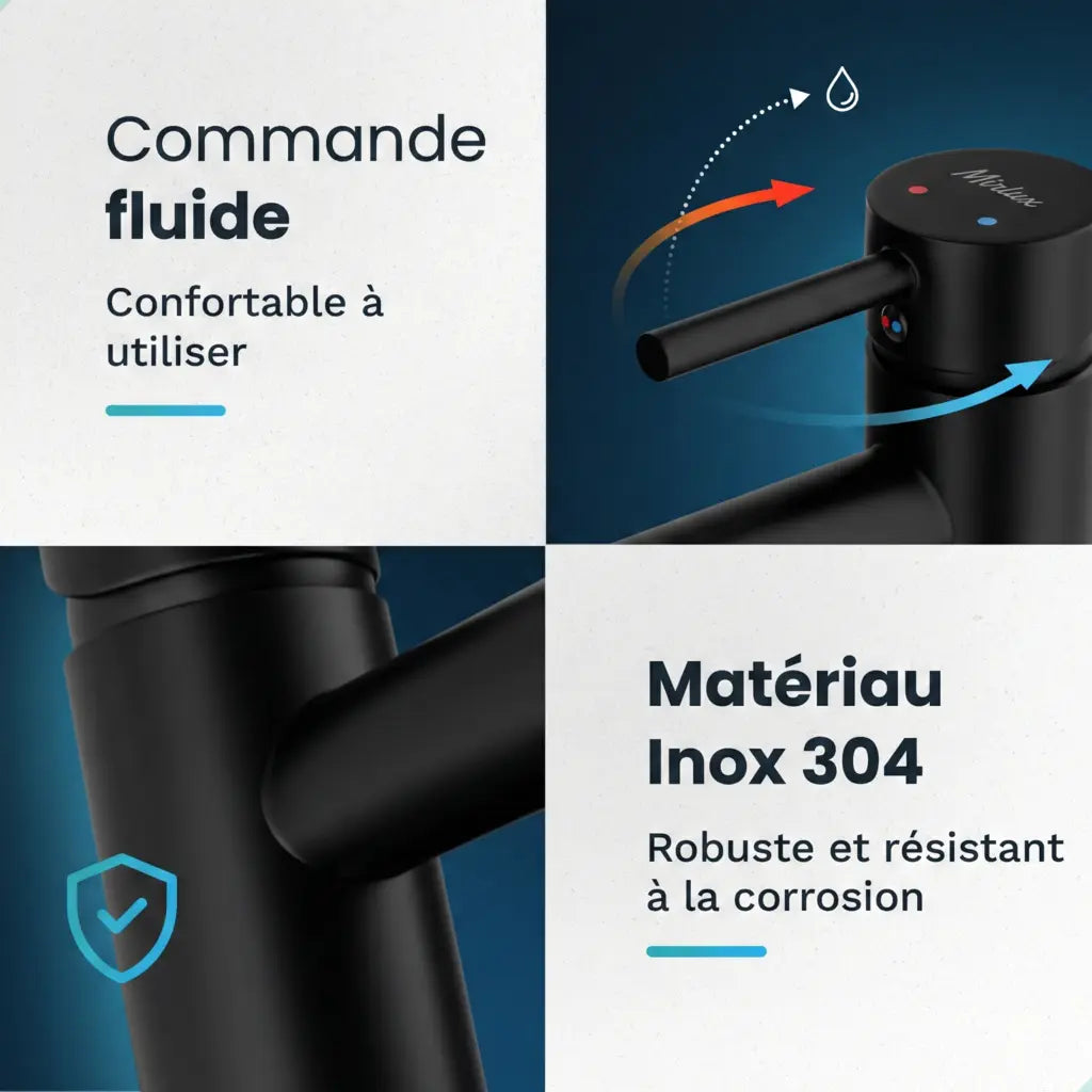 Mitigeur de lavabo – WC – Noir [EIRENE]