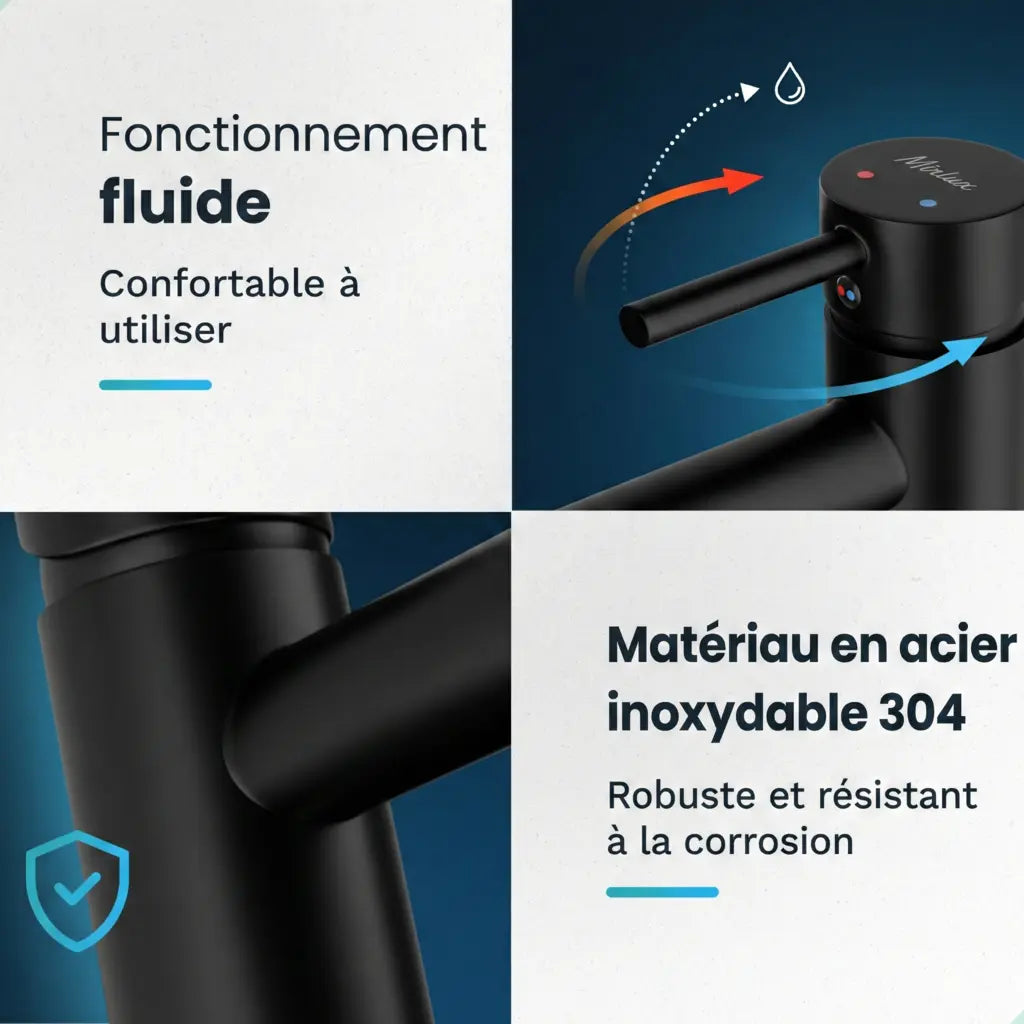 Mitigeur de lavabo – WC – Noir [ZOE]