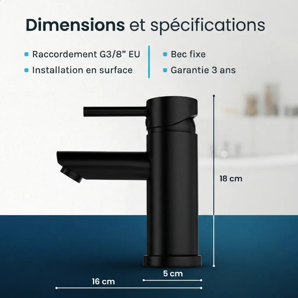 Mitigeur de lavabo – WC – Noir [ZOE]