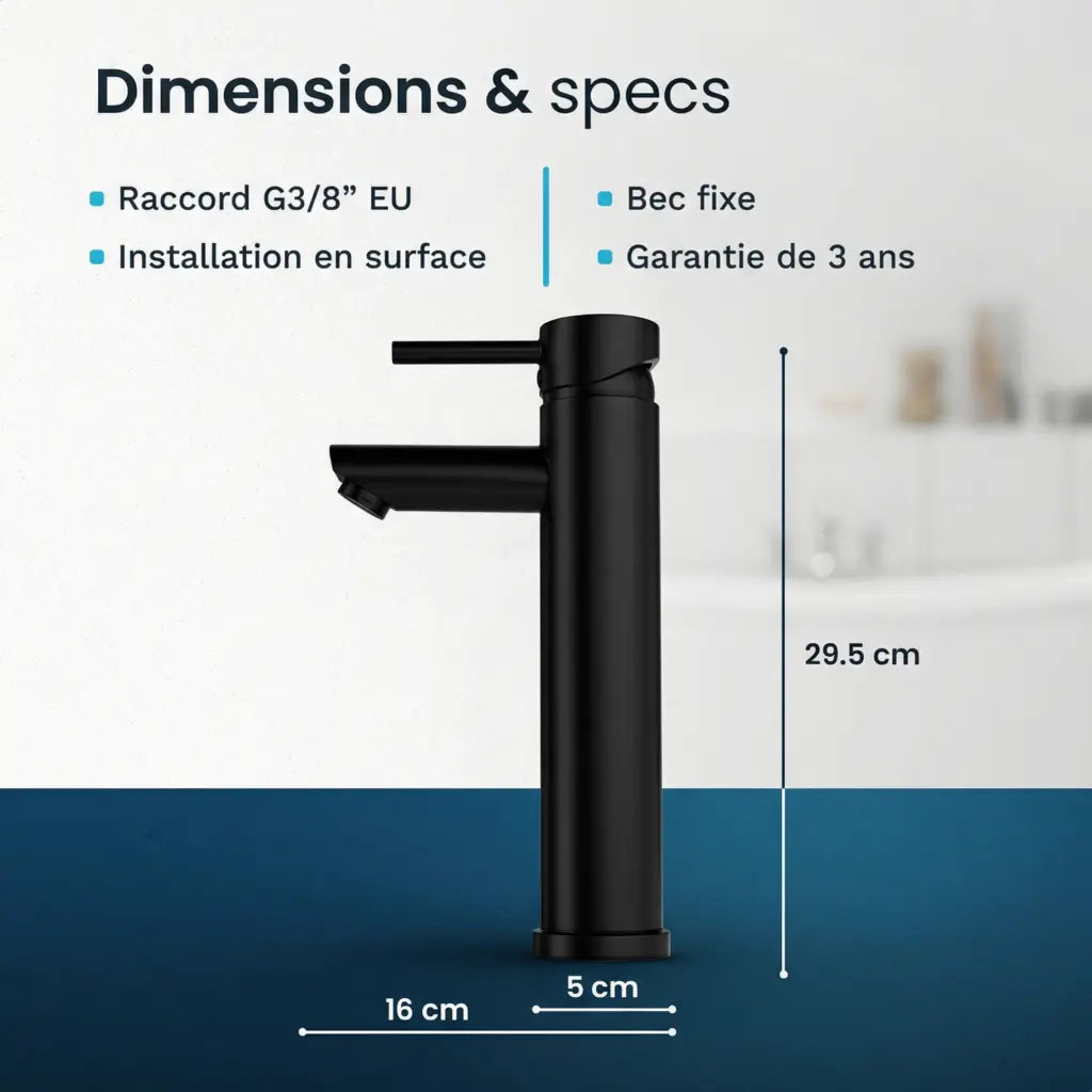 Mitigeur de lavabo – WC – Noir [EIRENE]