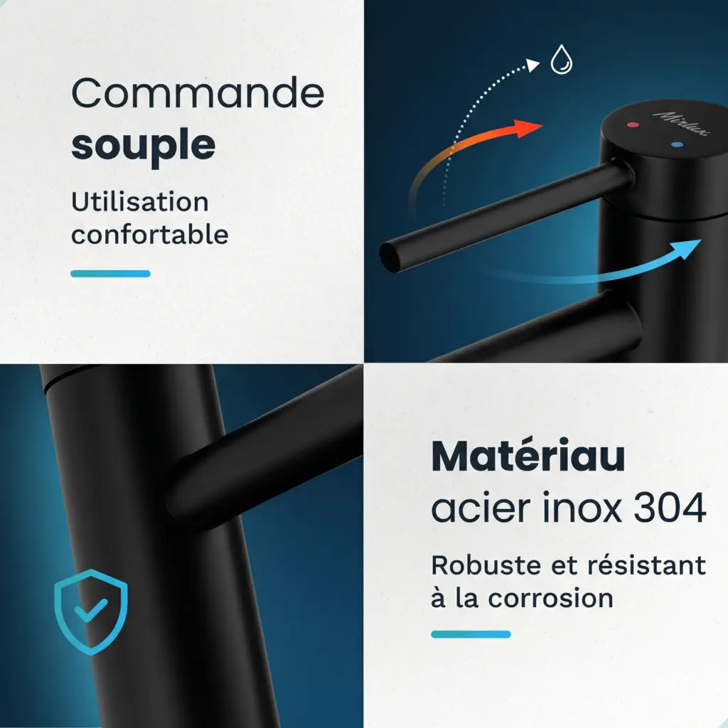 Mitigeur de lavabo – WC – Noir [ARIADNE]