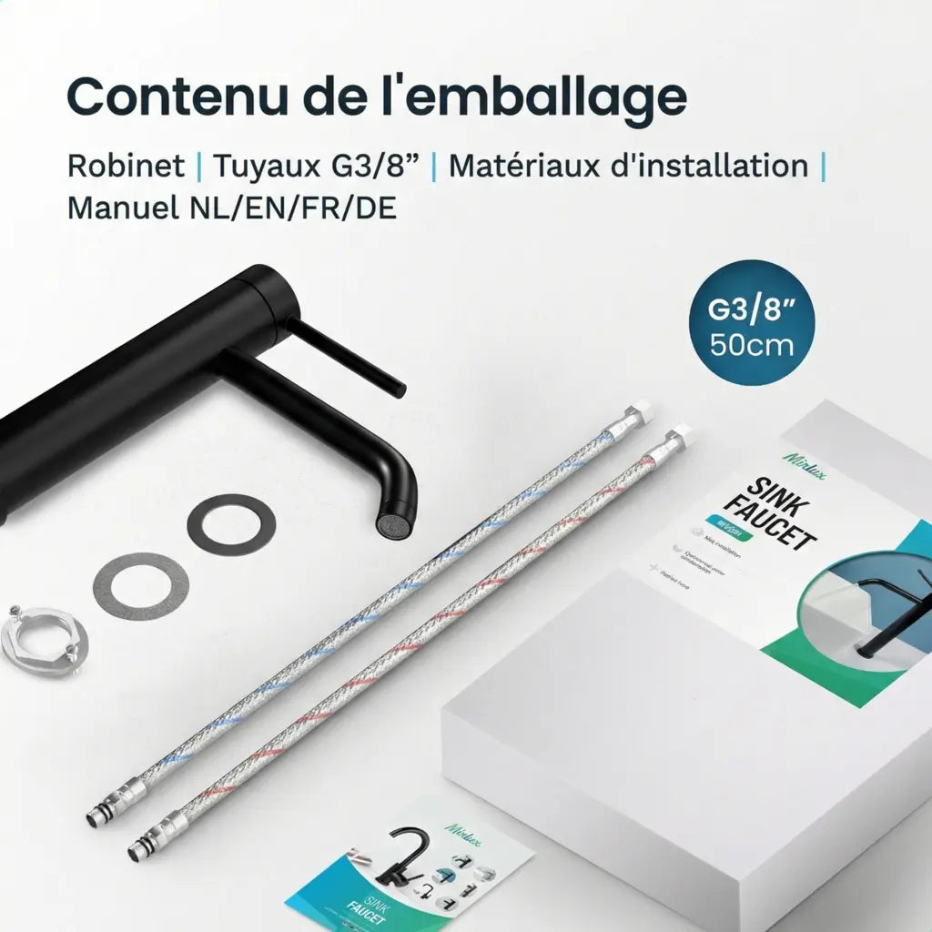 Mitigeur de lavabo – WC – Noir [ARIADNE]