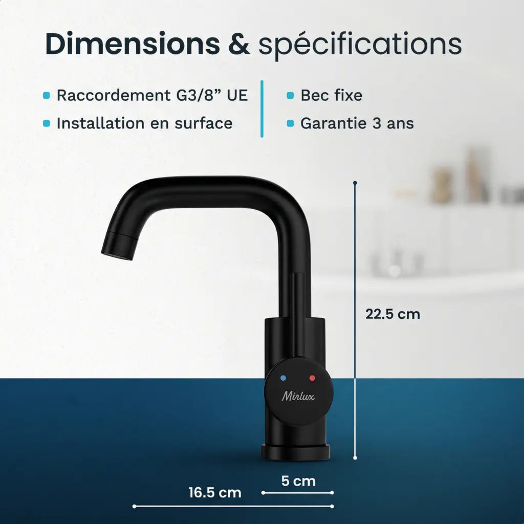 Mitigeur de lavabo – WC – Noir [KALLISTA]