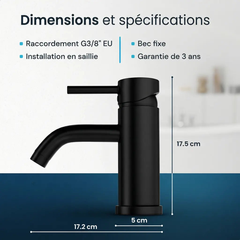 Mitigeur de lavabo – WC – Noir [ARIADNE]