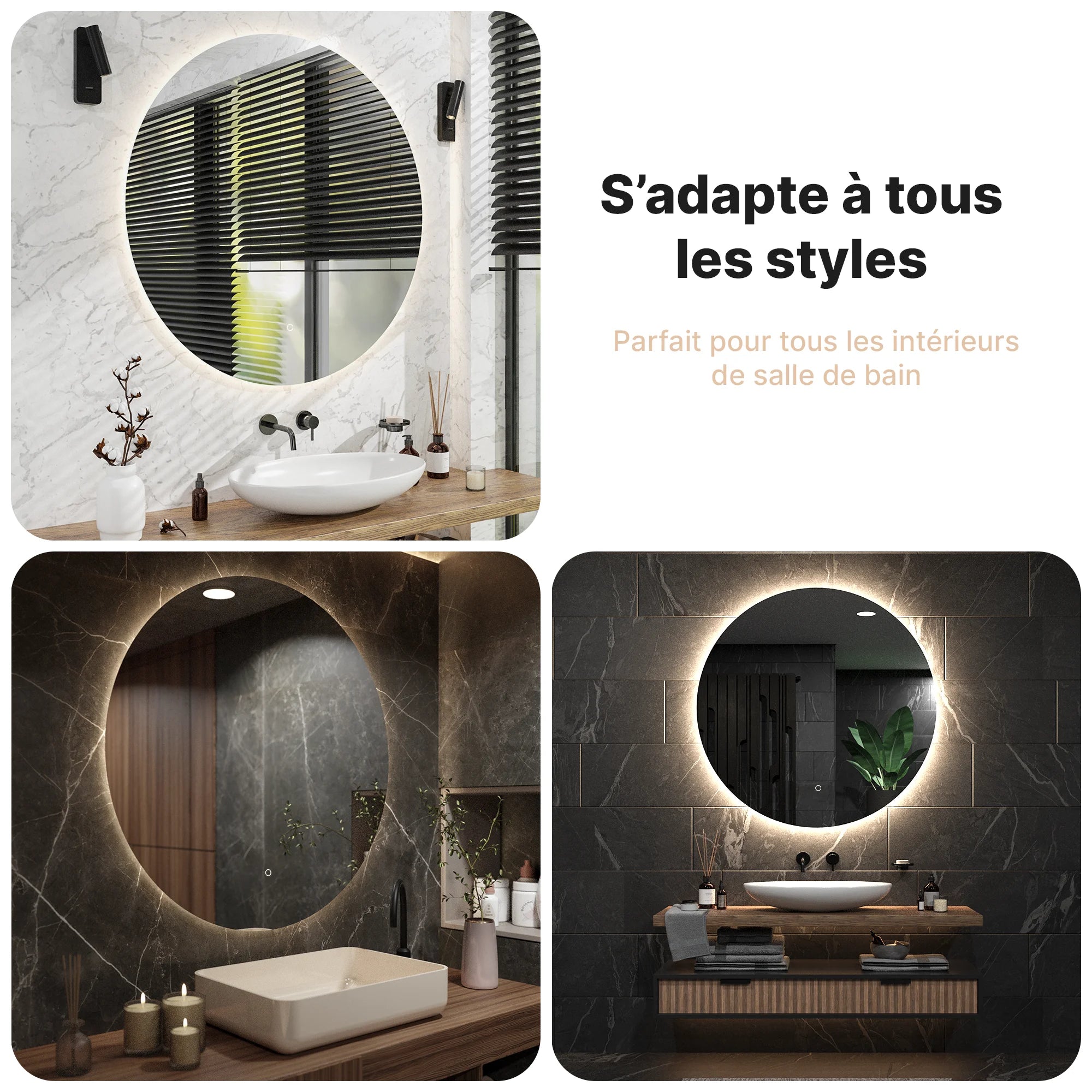 Miroir de salle de bains - 120 cm - Sans cadre