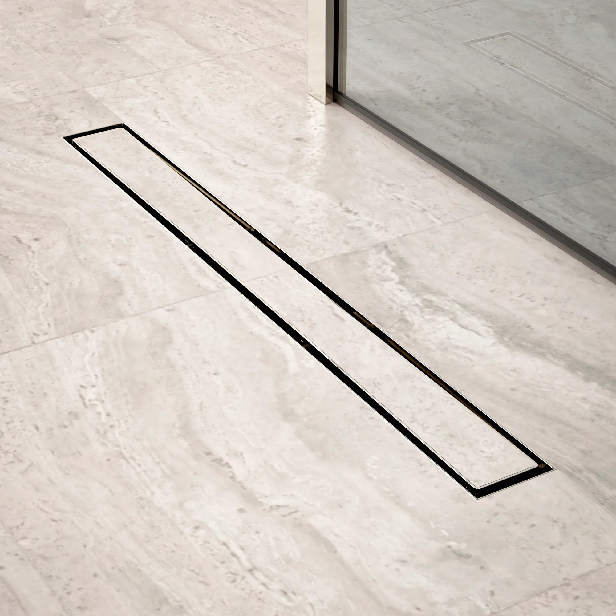 Caniveau de douche – 70 cm – Grille à carreaux – Acier inoxydable – avec bride - Précommander
