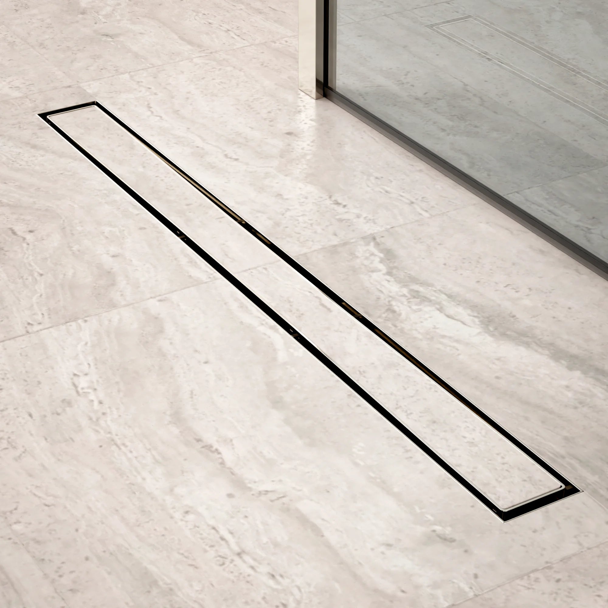 Caniveau de douche – 80 cm – Grille à carreaux – Acier inoxydable – avec bride - Précommander