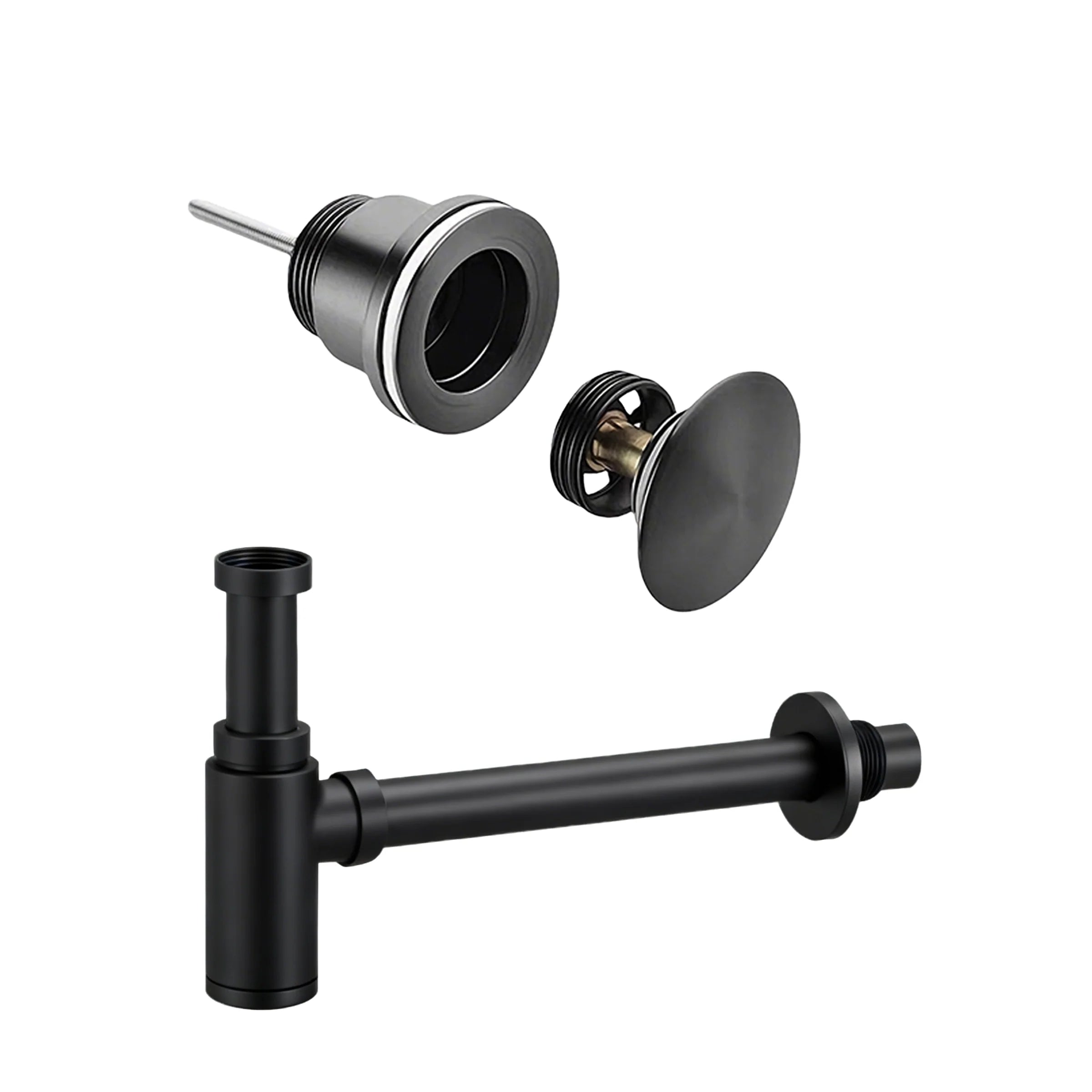 Kit d’évacuation noir mat – bonde clic-clac – siphon –