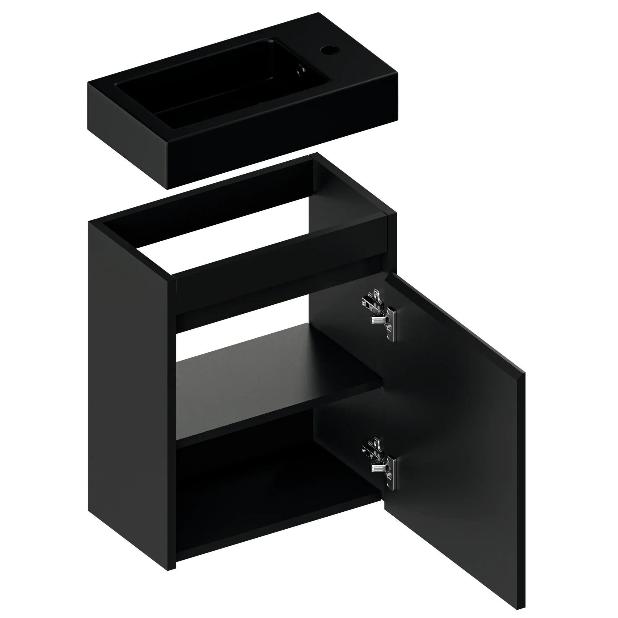 Meuble de toilette Elen – 40 cm – Noir mat – Vasque noire - Précommander