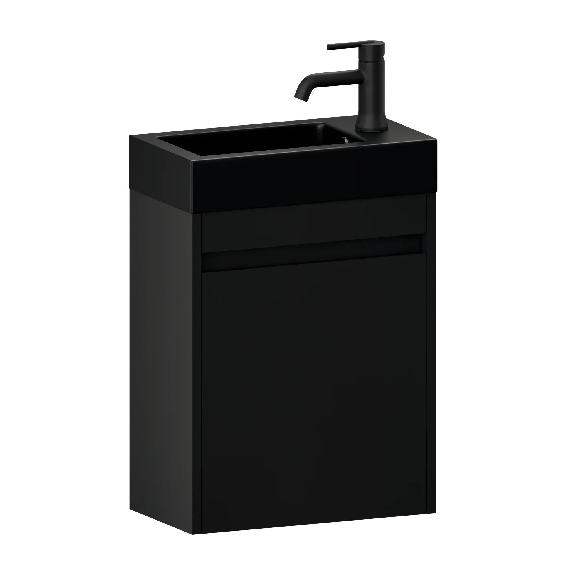 Meuble de toilette Elen – 40 cm – Noir mat – Vasque noire - Précommander