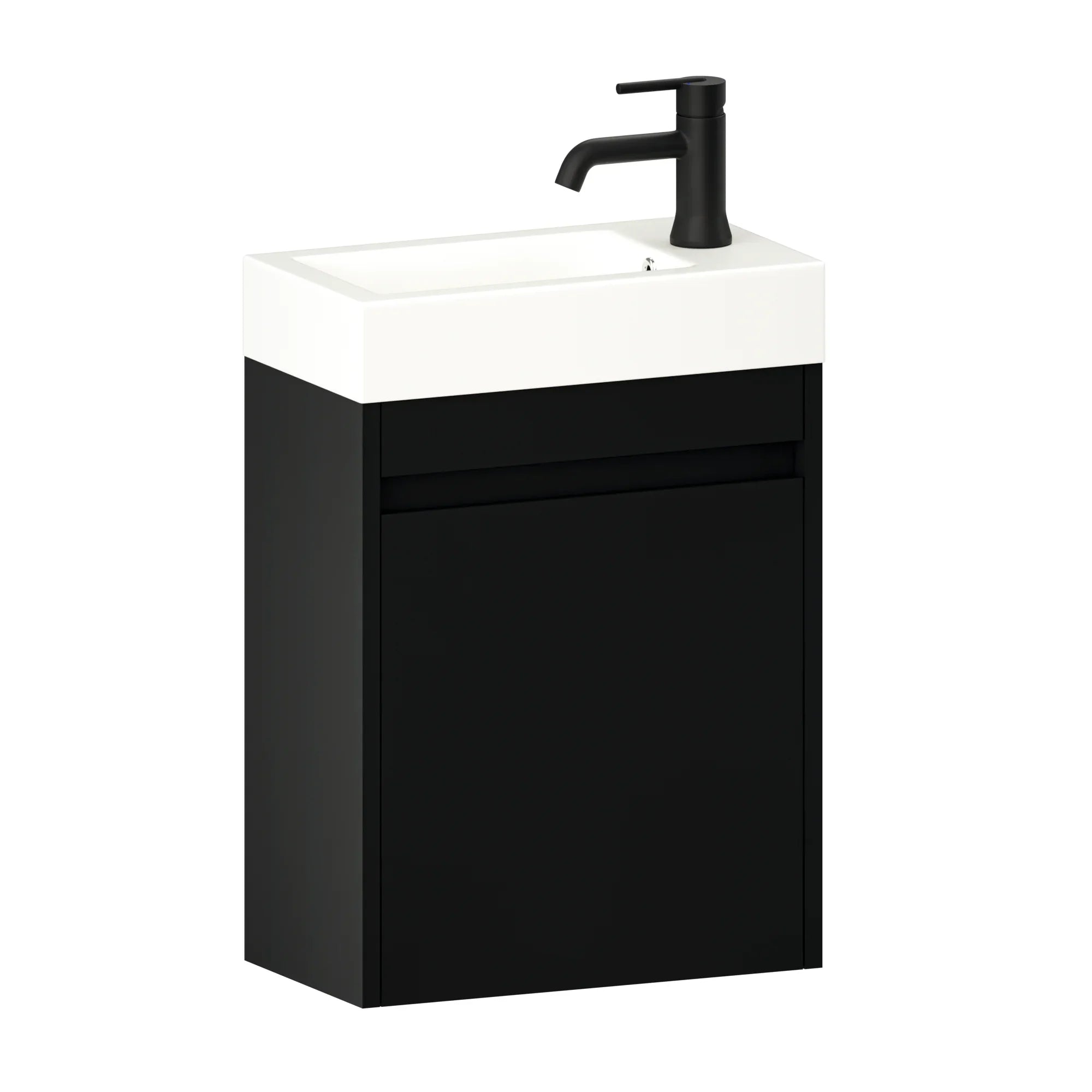 Meuble de toilette Vivo – 40 cm – Noir mat – Vasque blanche - Précommander