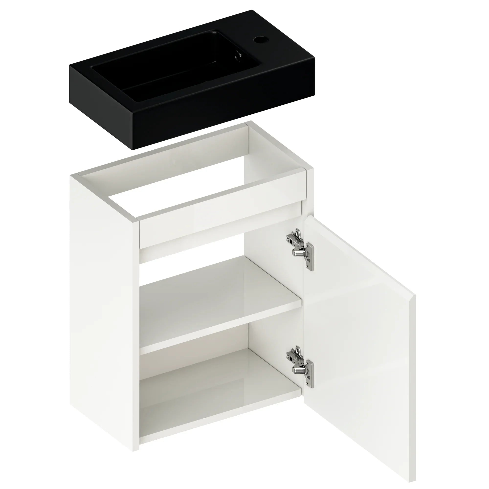 Meuble de toilette Elen – 40 cm – Blanc – Vasque noire - Précommander