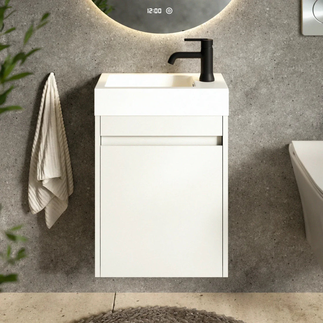 Meuble de toilette Vivo – 40 cm – Blanc – Lavabo Blanc