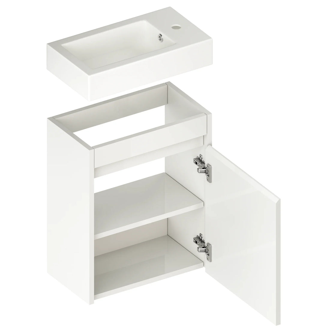 Meuble de toilette Vivo – 40 cm – Blanc – Lavabo Blanc