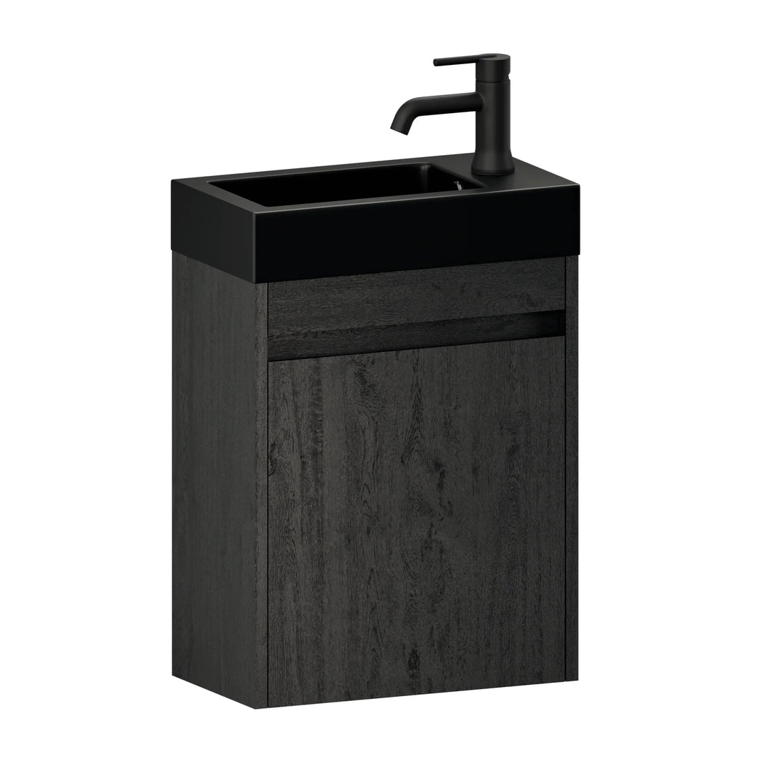 Meuble de toilette Elen – 40 cm – Chêne Noir – Lavabo Noir
