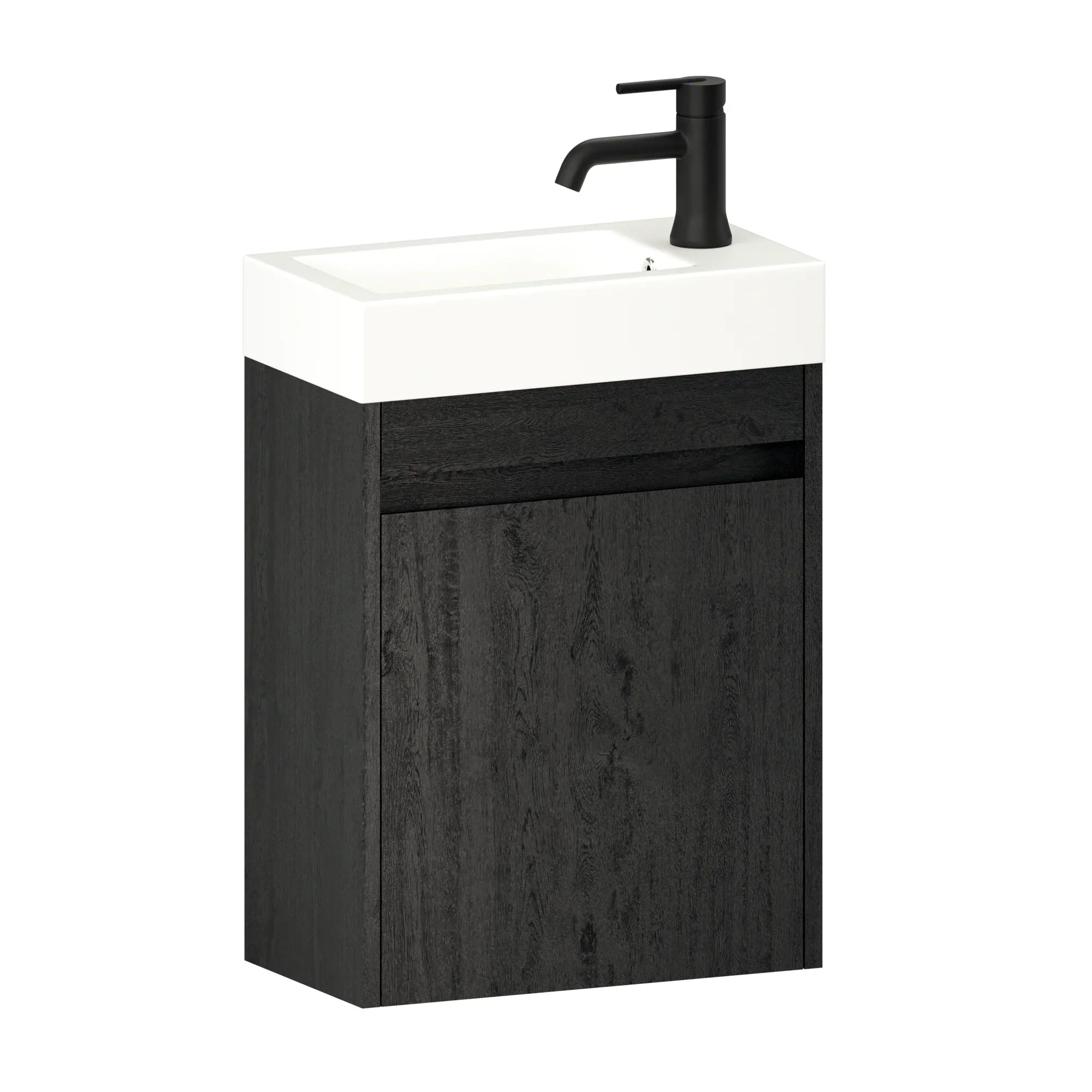 Meuble de toilette Elen – 40 cm – Chêne chaud – Vasque noire - Précommander