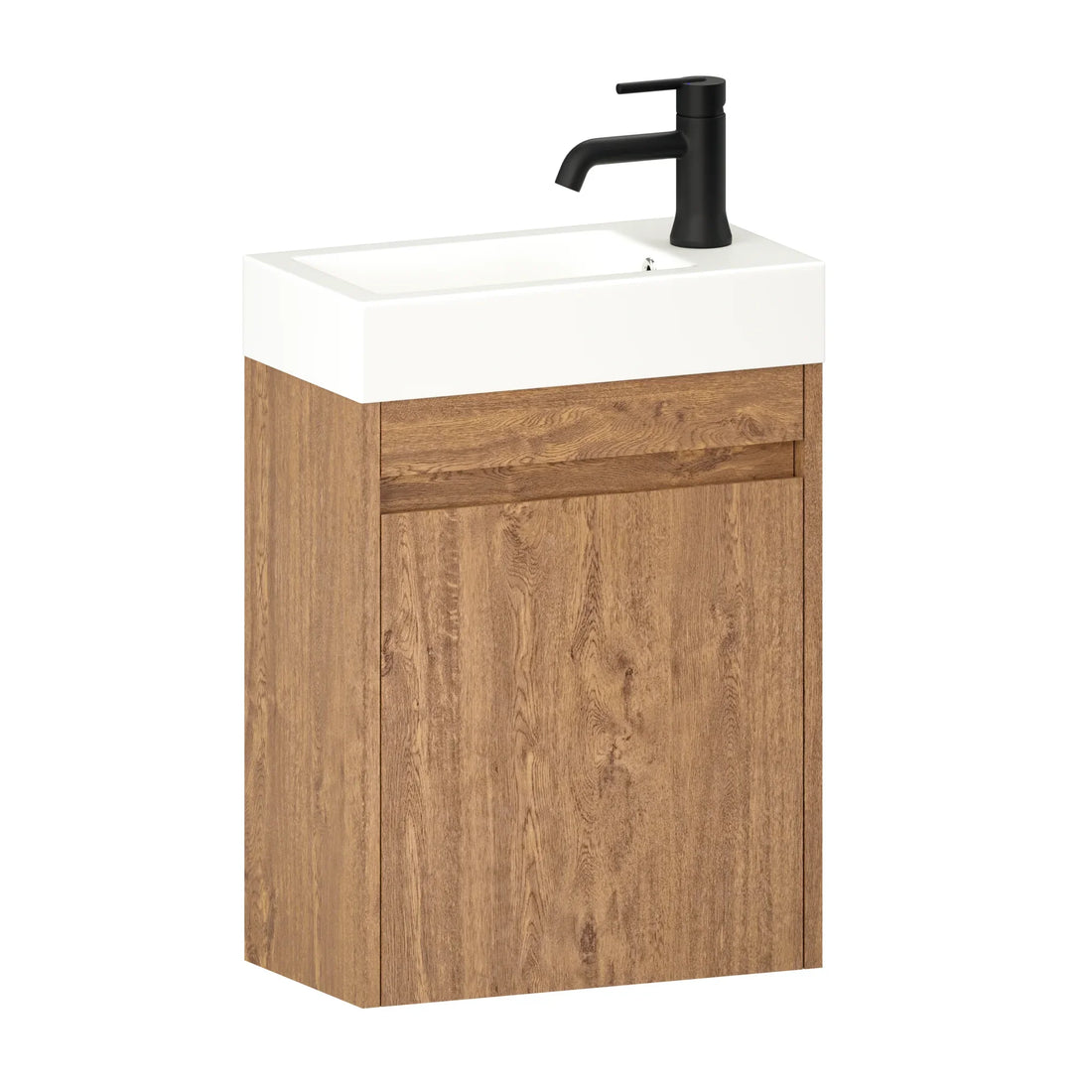 Meuble de toilette Vivo – 40 cm – Chêne Chaud – Lavabo Blanc