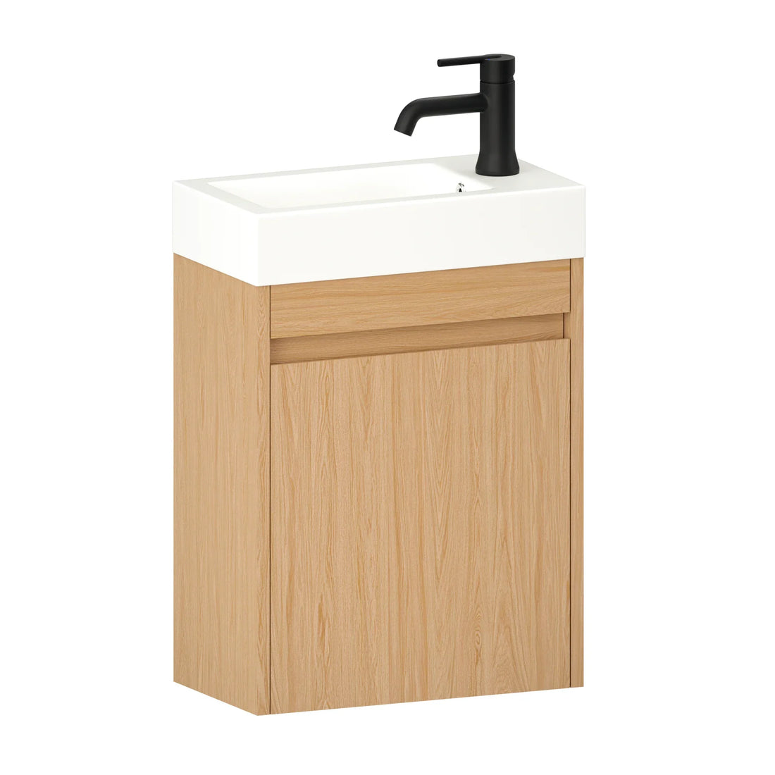 Meuble de toilette Vivo – 40 cm – Chêne Clair – Lavabo Blanc