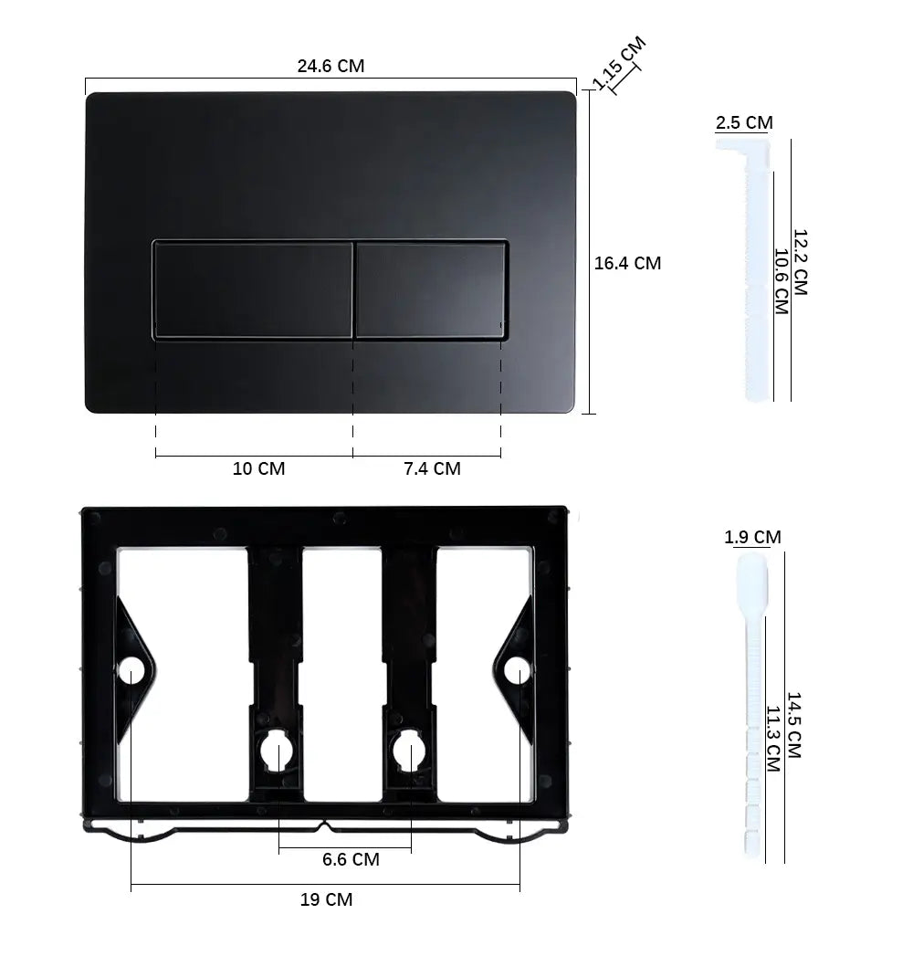 Plaque de commande Mirlux - Noir Mat - ABS Plastique DualFlush