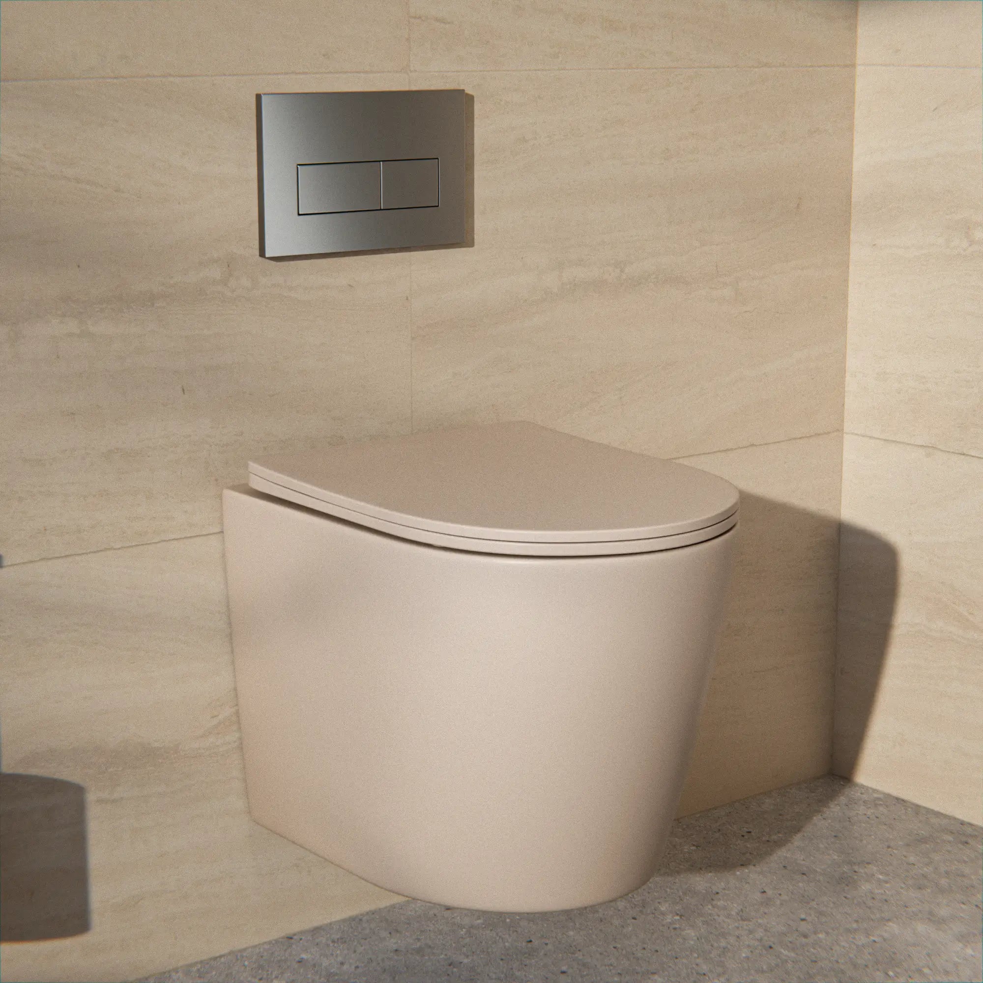 WC suspendu Varo - sans cadre - siège Soft-Close - taupe