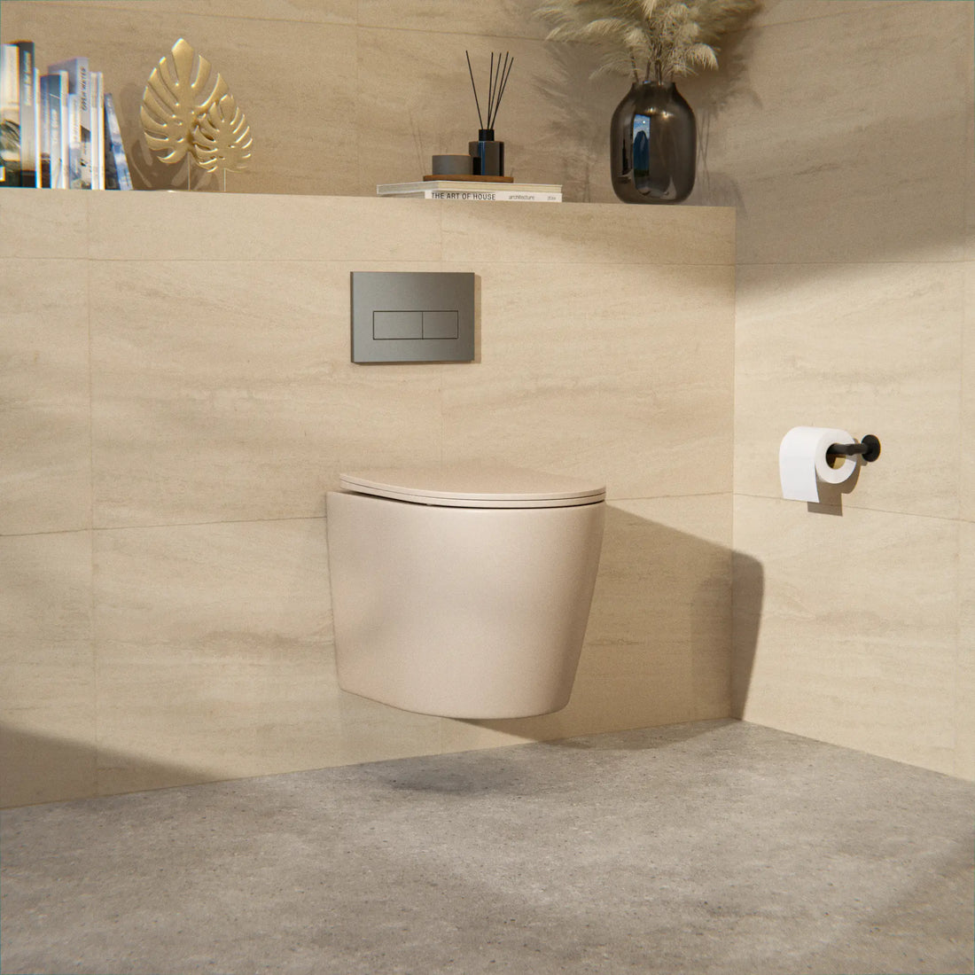 WC Suspendu Varo - Sans Bride - Abattant Soft-Close - Taupe