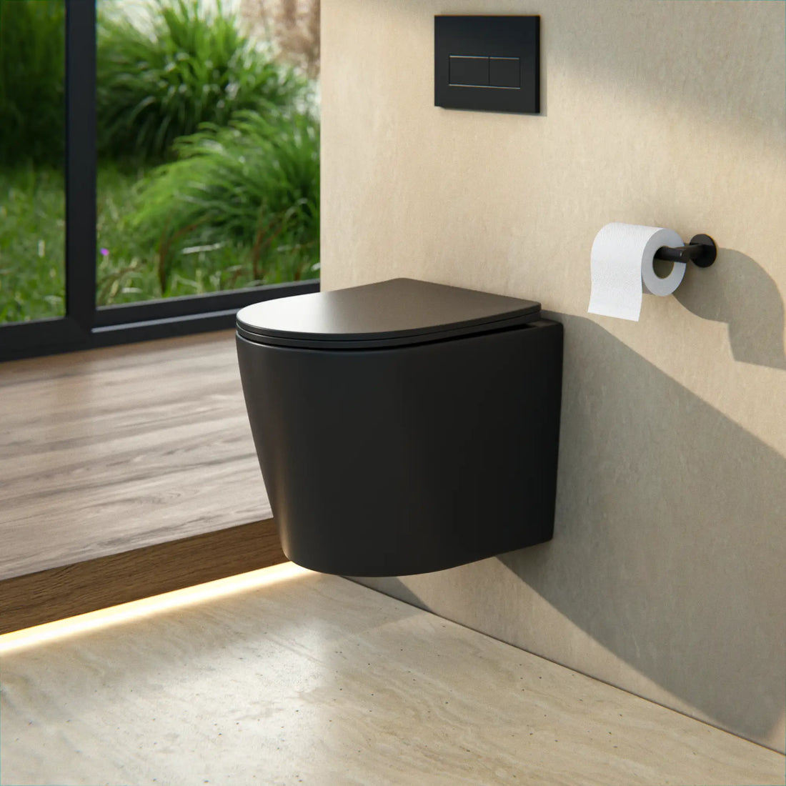 WC Suspendu Varo - Sans Bride - Abattant Soft-Close - Noir Mat