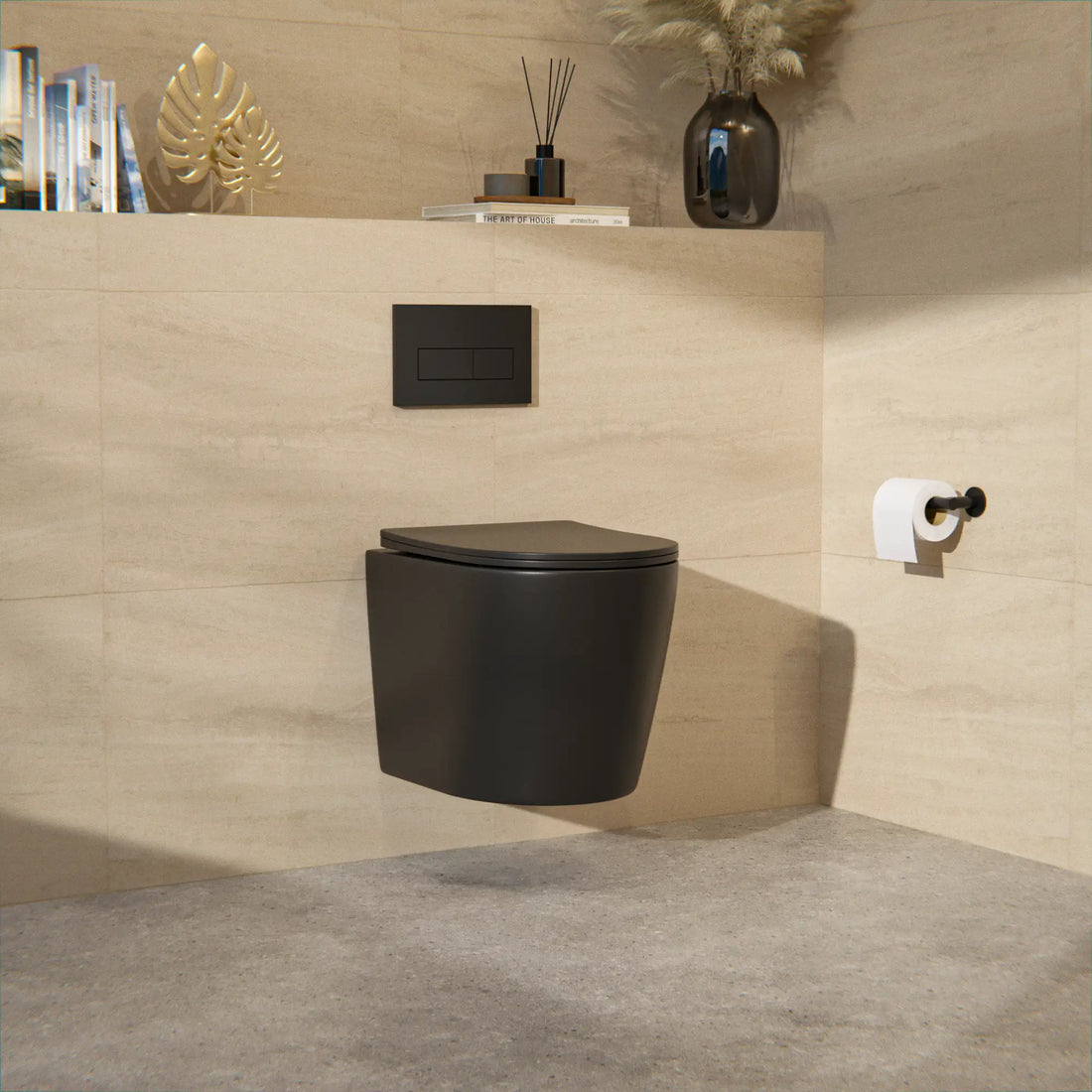 WC Suspendu Varo - Sans Bride - Abattant Soft-Close - Noir Mat