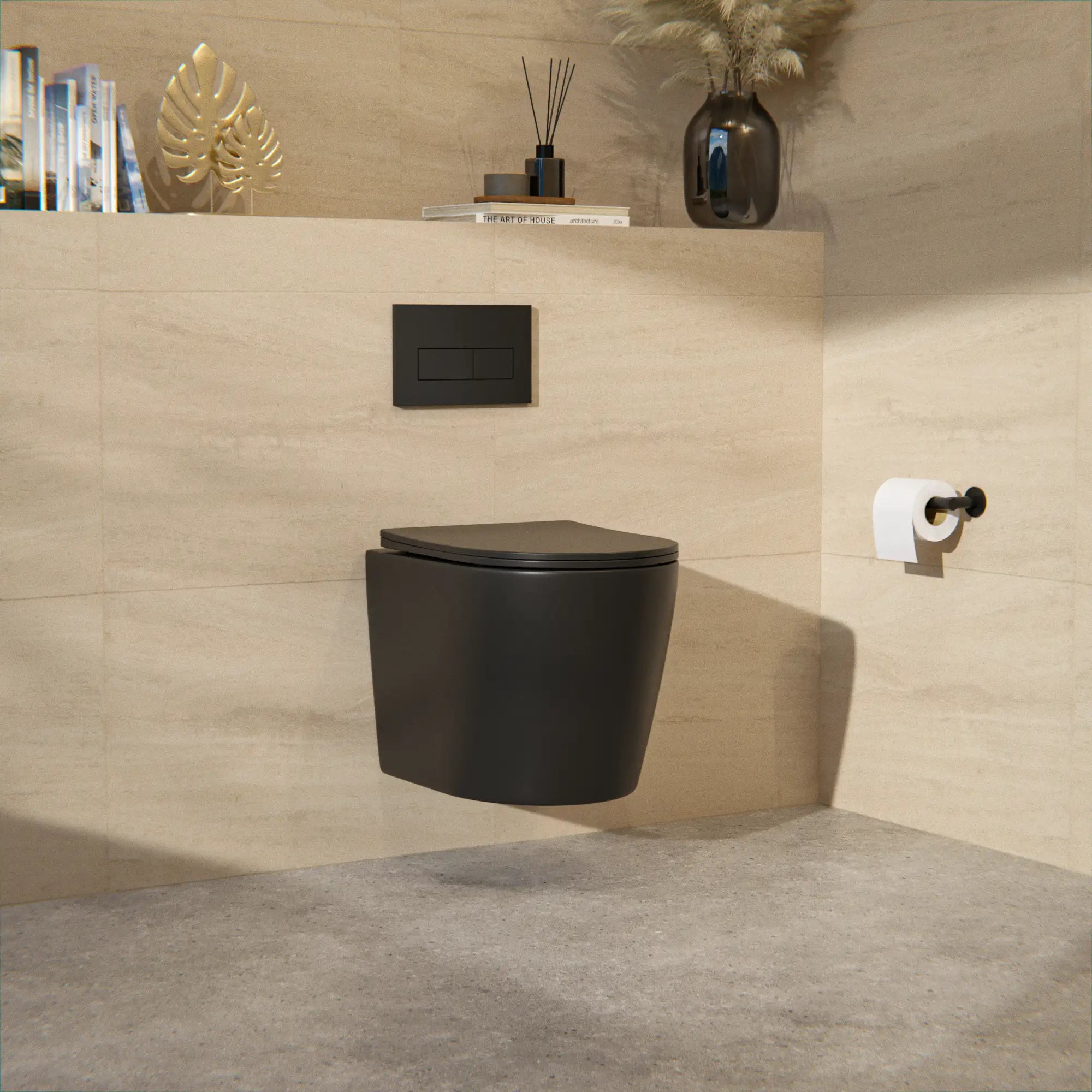 Toilette suspendue Varo - Sans cadre - Abattant Soft-Close - Noir mat