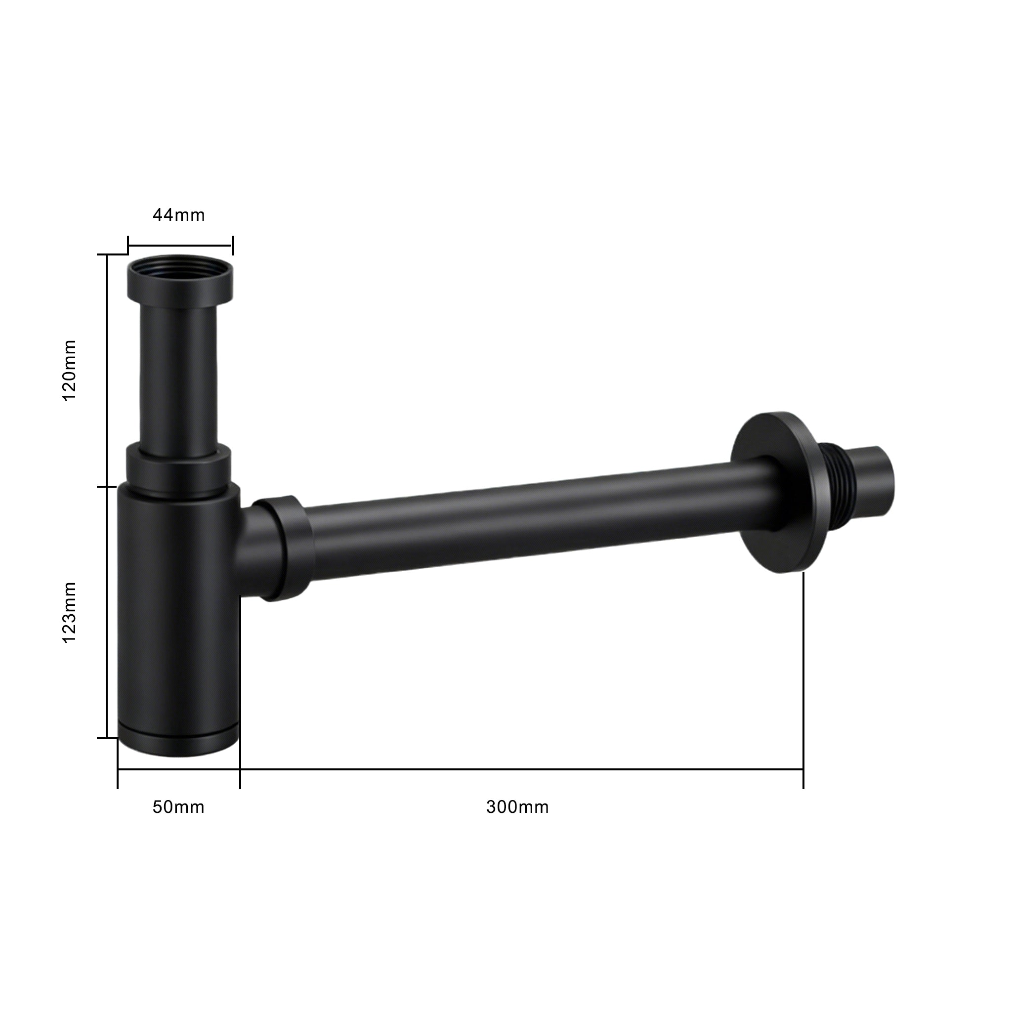 Siphon pour lavabo - 44 mm - Noir mat - Précommande