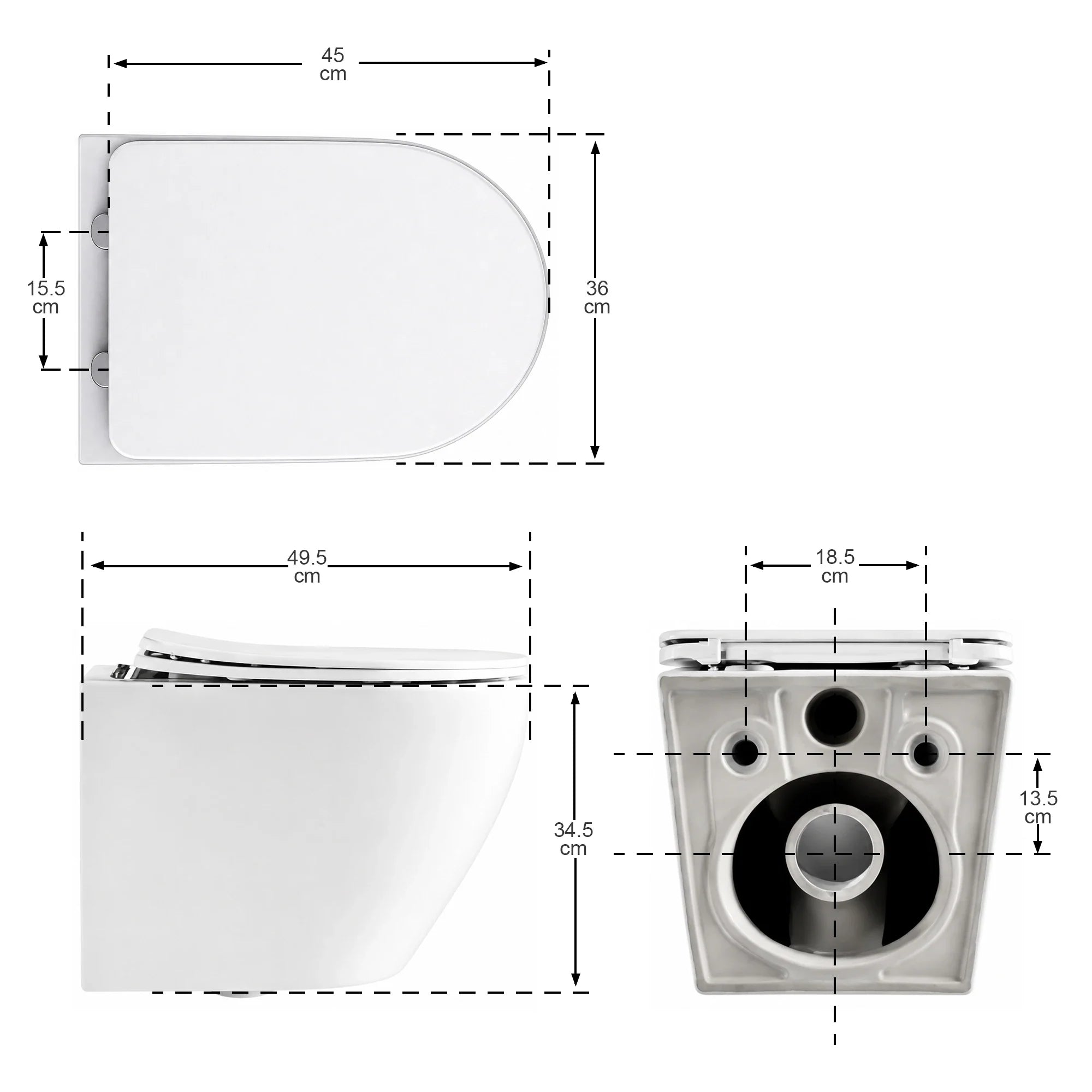 WC suspendu Varo - sans rebord - abattant Soft-Close - gris