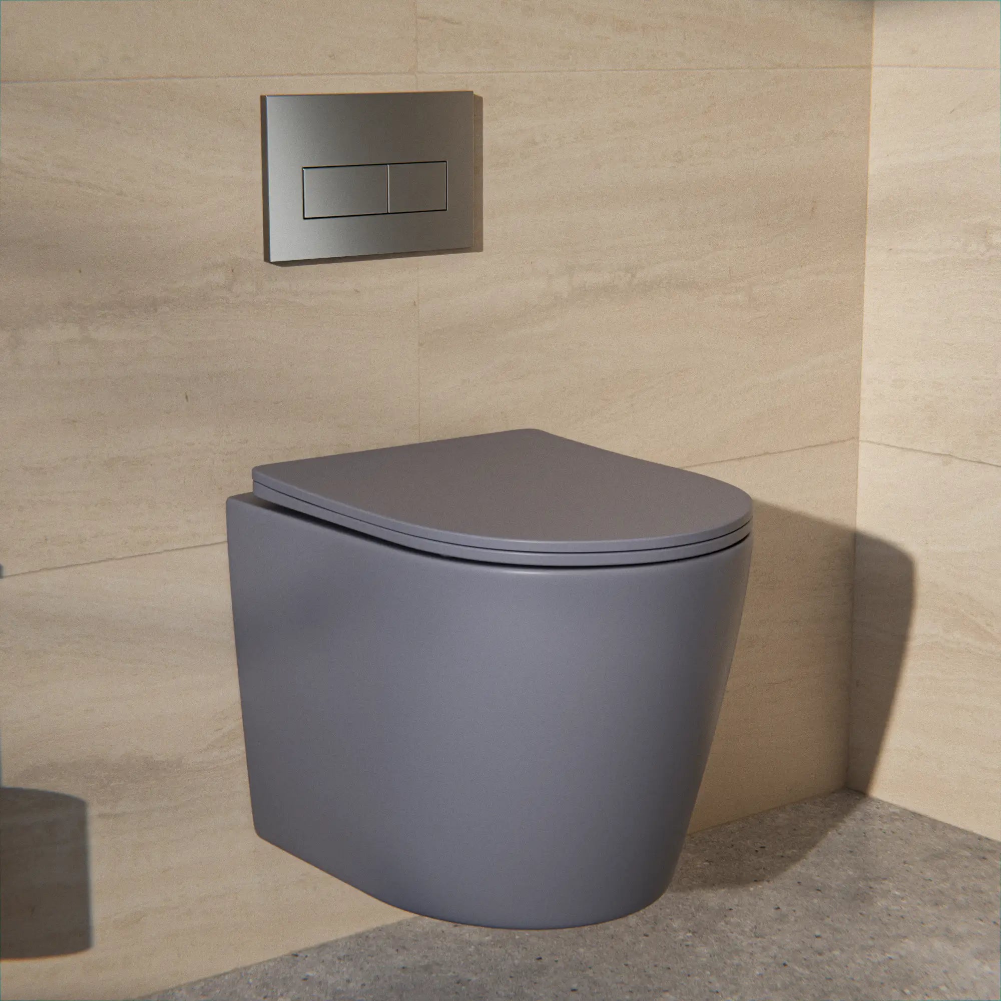 WC suspendu Varo - sans rebord - abattant Soft-Close - gris