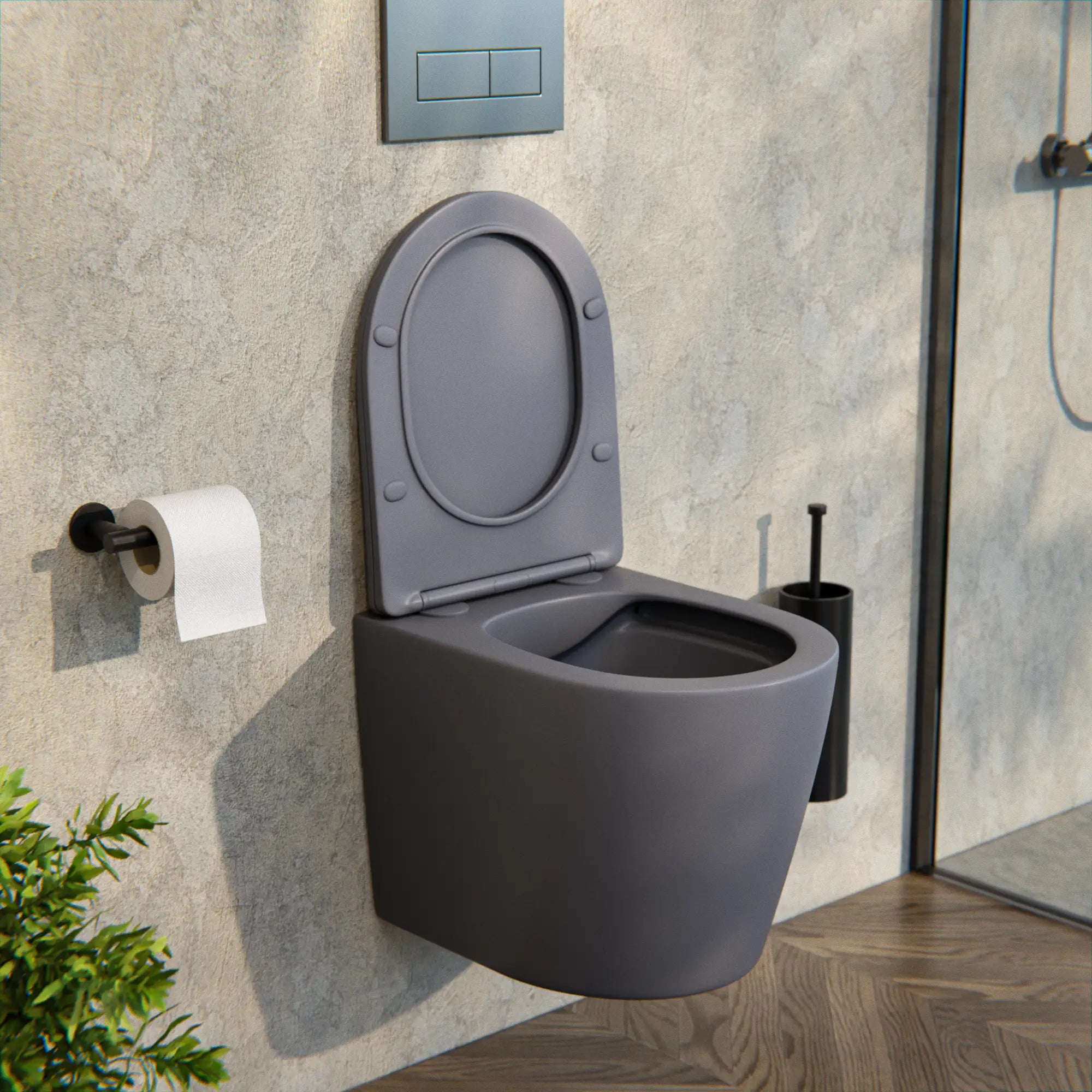 WC suspendu Varo - sans rebord - abattant Soft-Close - gris