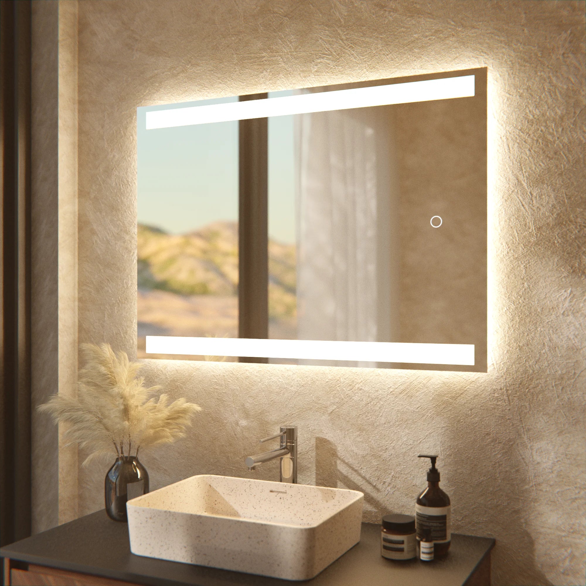 Miroir de salle de bain - 90x65cm Rectangulaire - Sans cadre