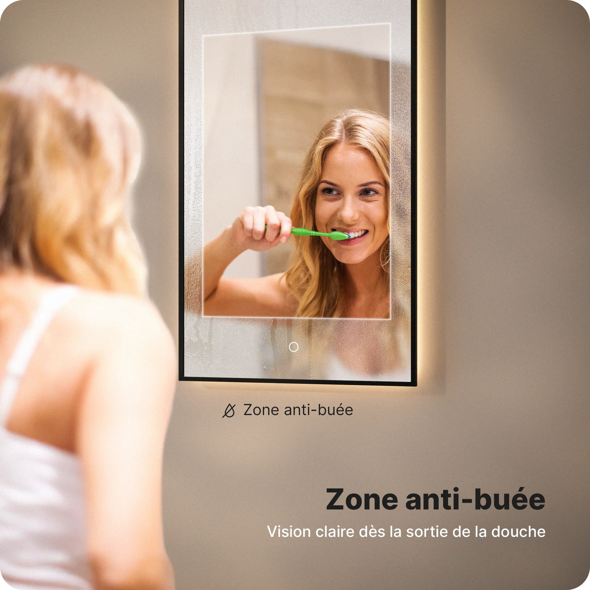 Miroir de salle de bain - 45x100 - Arche - Cadre noir