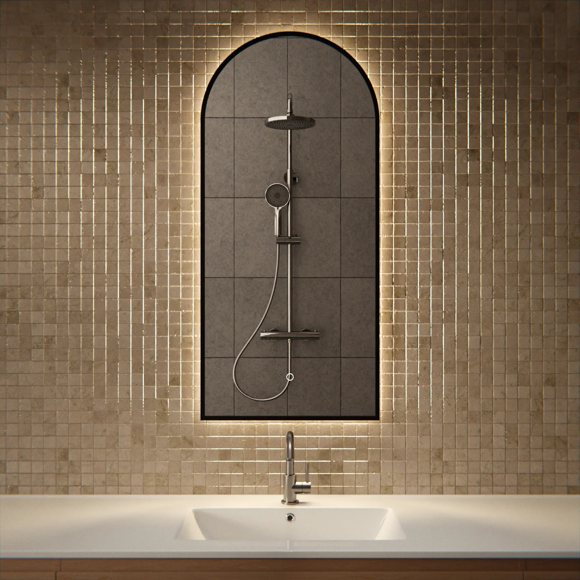Miroir de salle de bain - 45x100 - Arche - Cadre noir