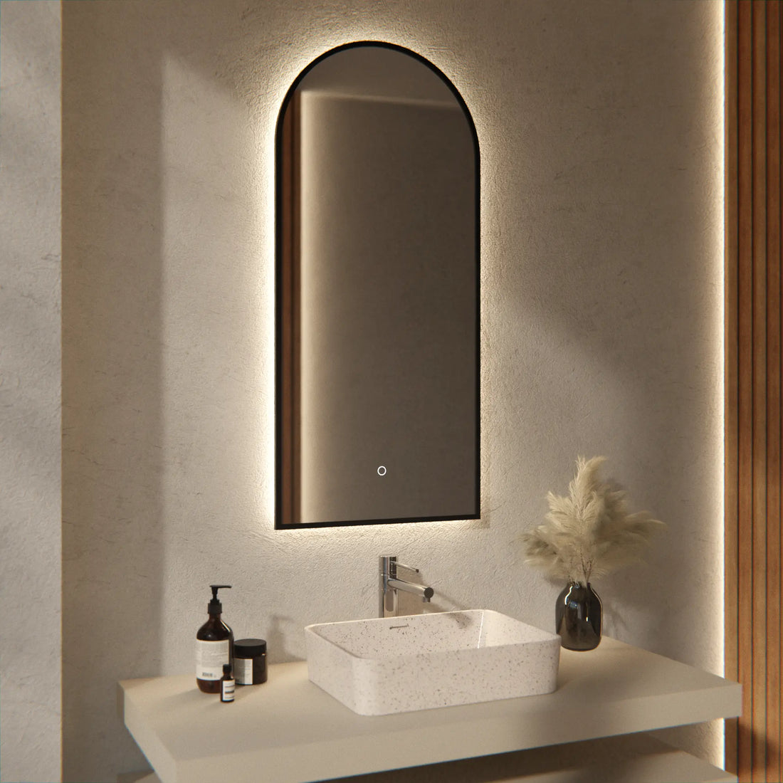 Miroir de salle de bain - 45x100 - Arche - Cadre noir