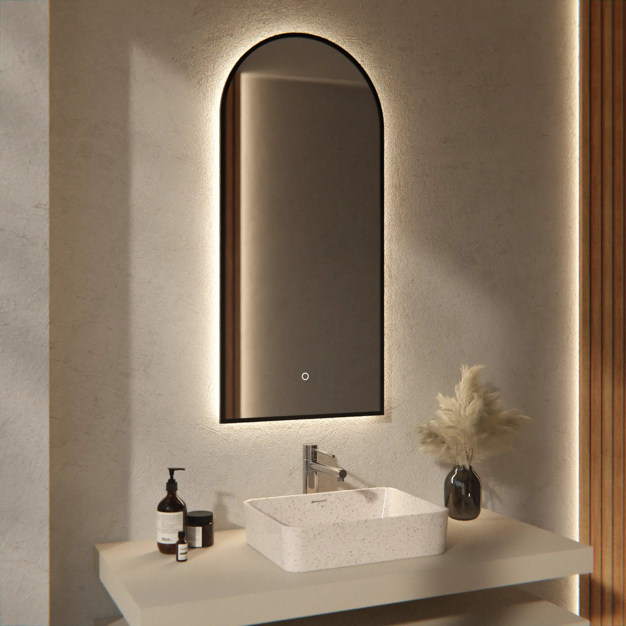 Miroir de salle de bain - 45x100 - Arche - Cadre noir
