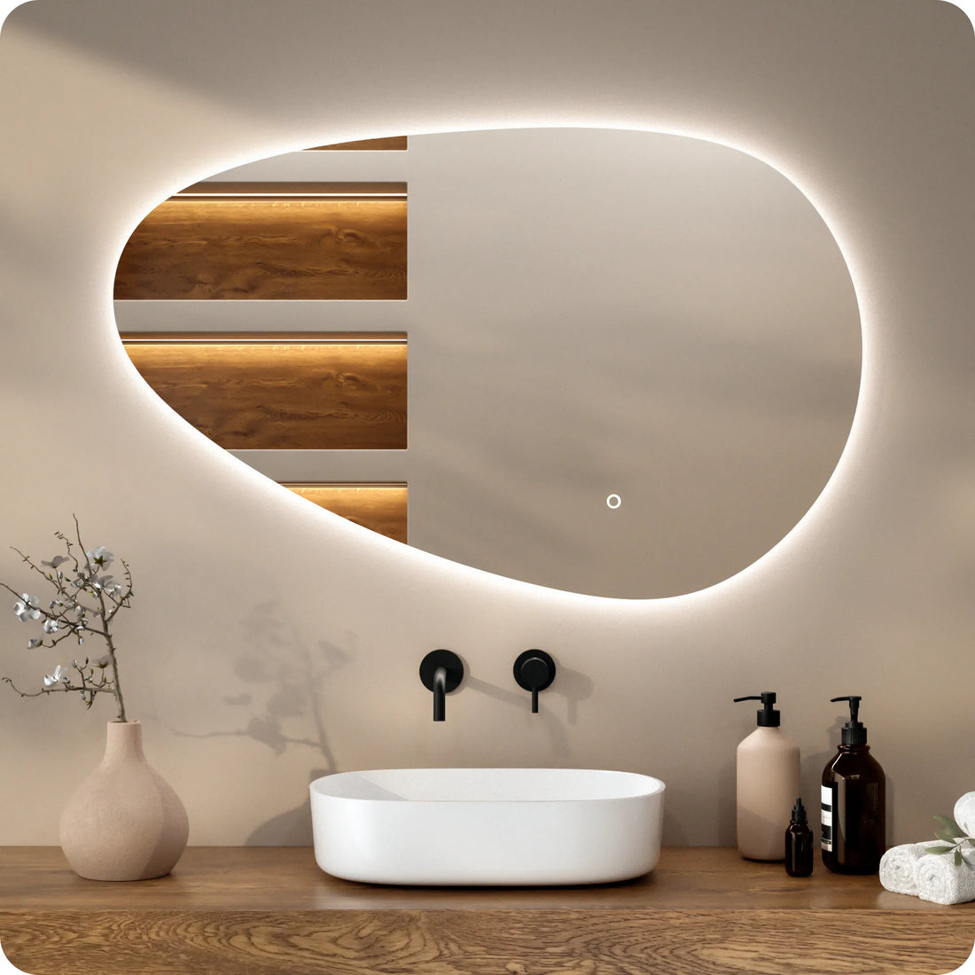 Miroir de salle de bain - 100x62.5 cm Asymétrique - Sans cadre