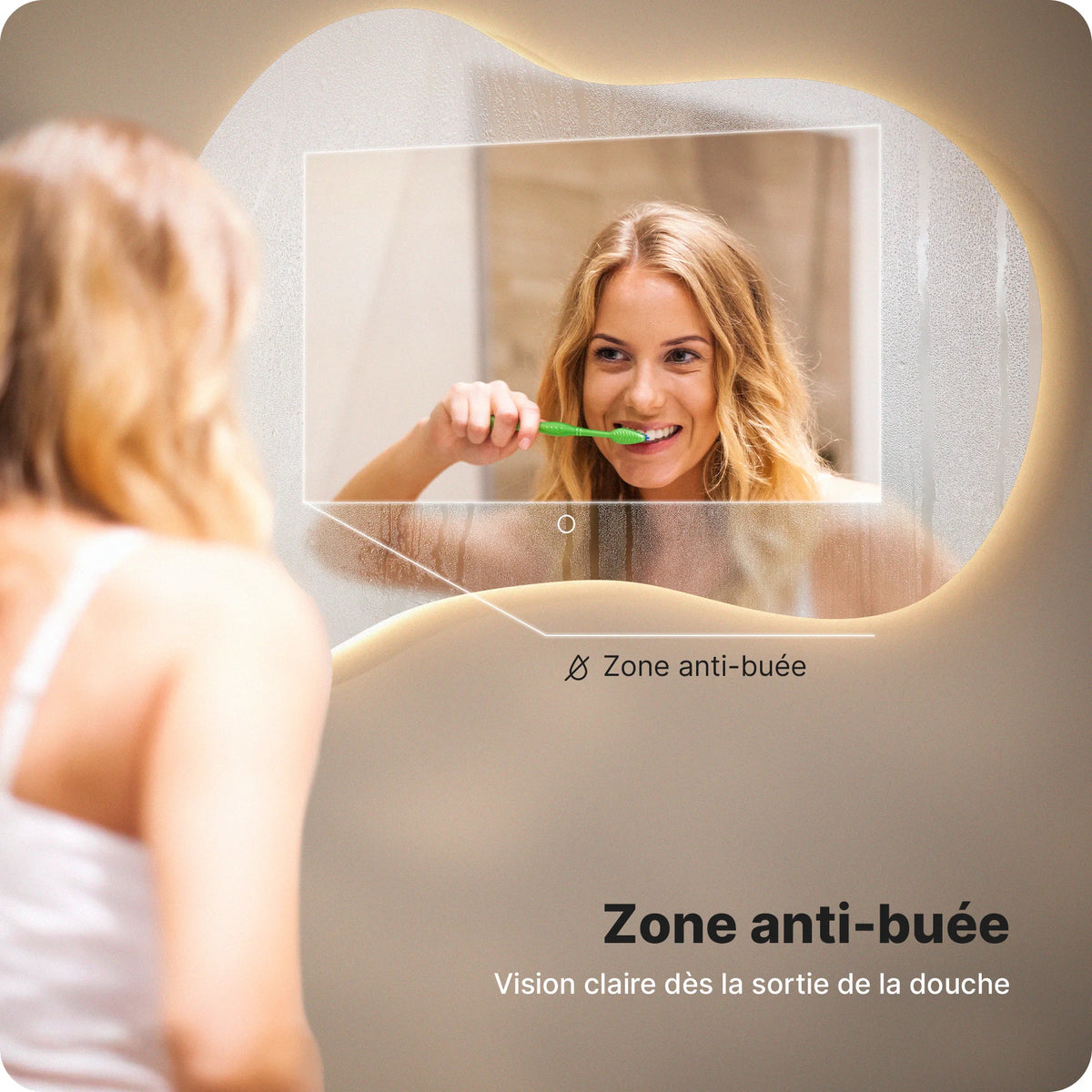 Miroir de salle de bain - 100x70 - Asymétrique - Sans cadre - Précommander