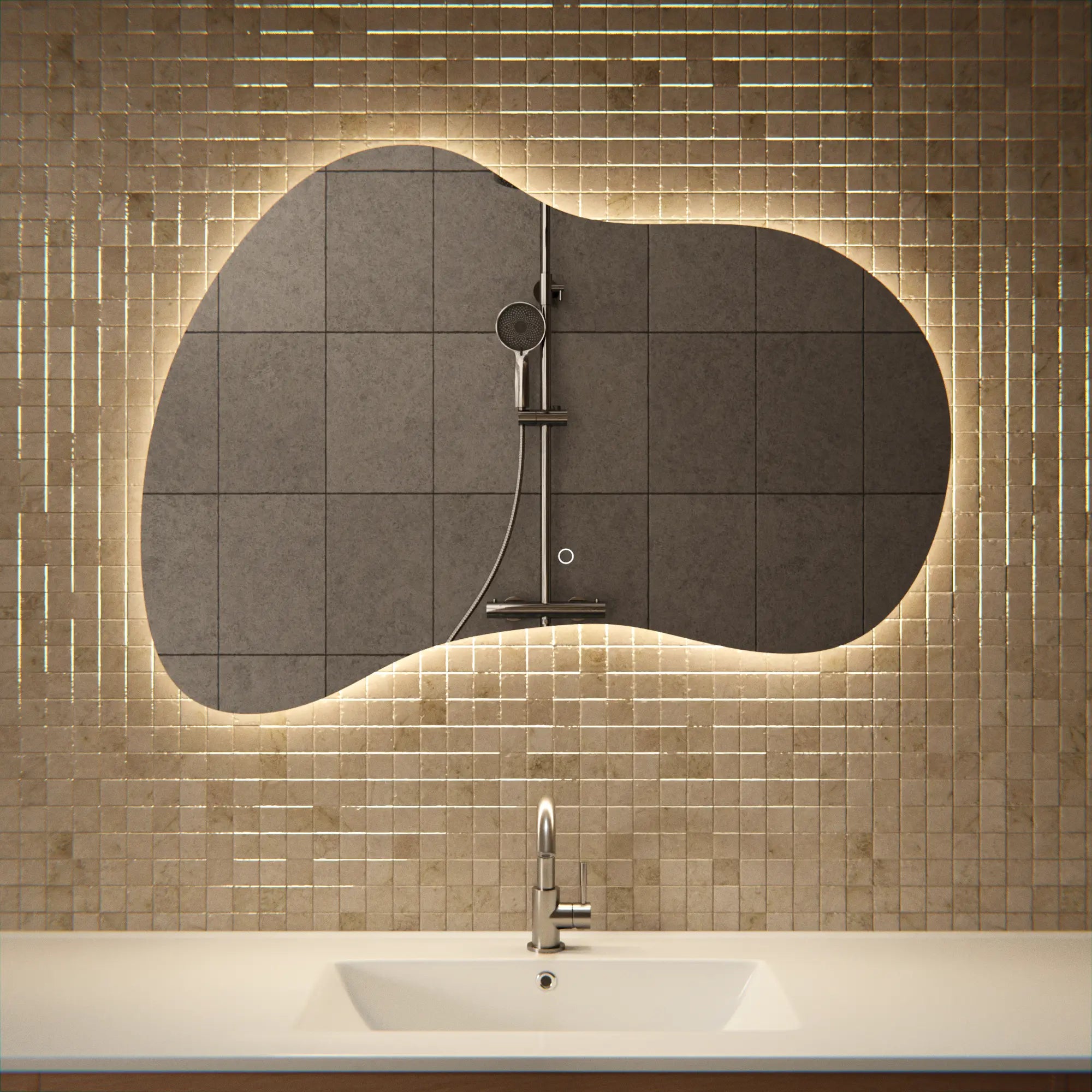 Miroir de salle de bain - 100x70 - Asymétrique - Sans cadre - PRÉCOMMANDE