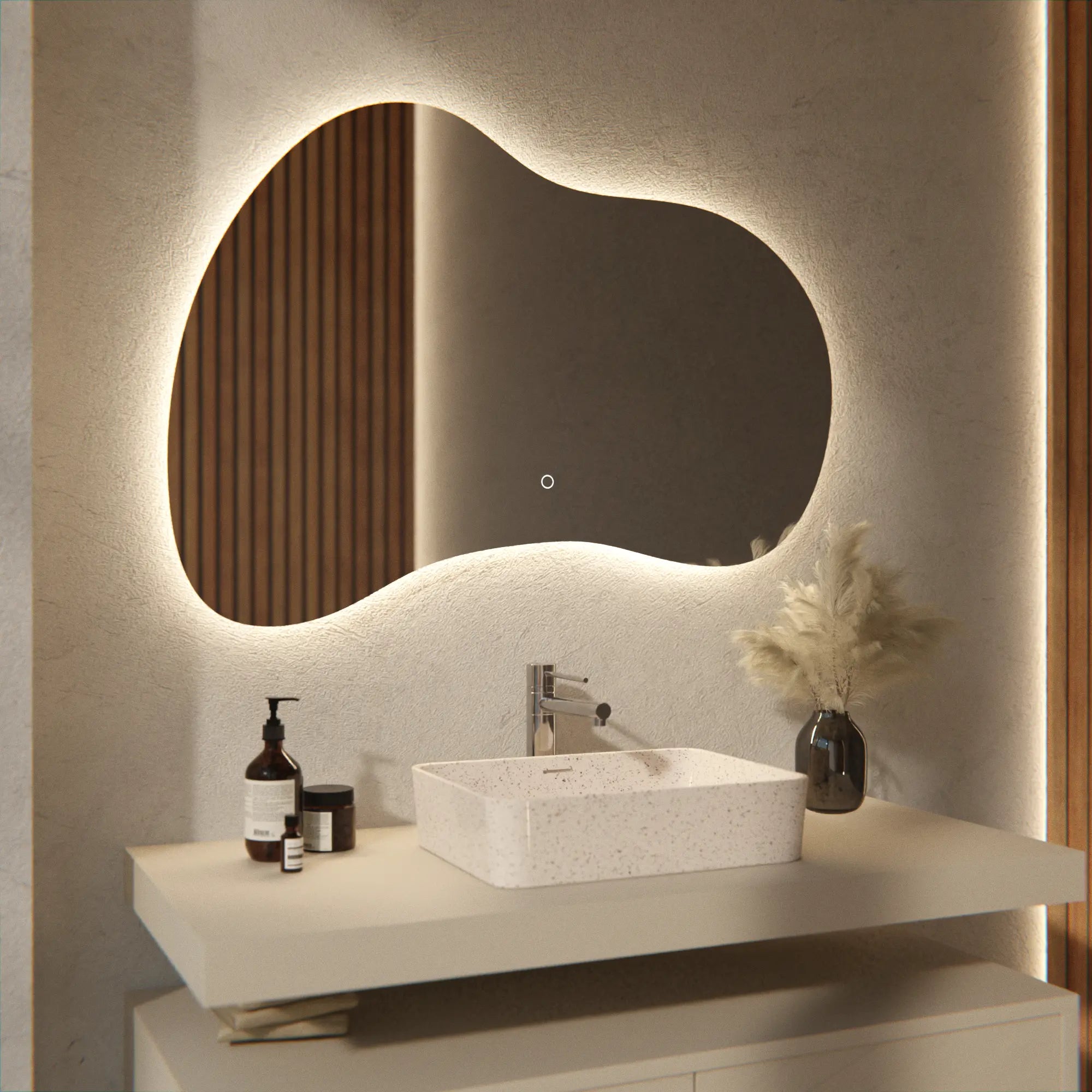 Miroir de salle de bain - 100x70 - Asymétrique - Sans cadre - PRÉCOMMANDE