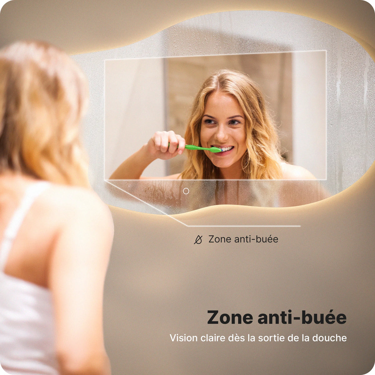 Miroir de salle de bain - 120x60 - Asymétrique - sans cadre - Précommander