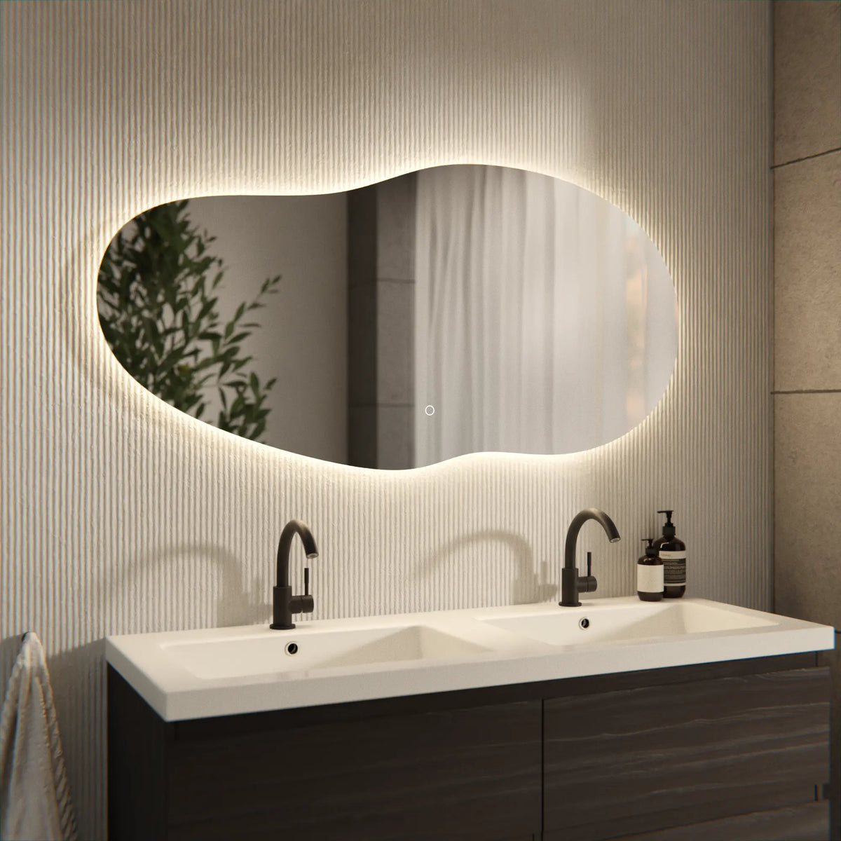 Miroir de salle de bain - 120x60 - Asymétrique - sans cadre - Précommander