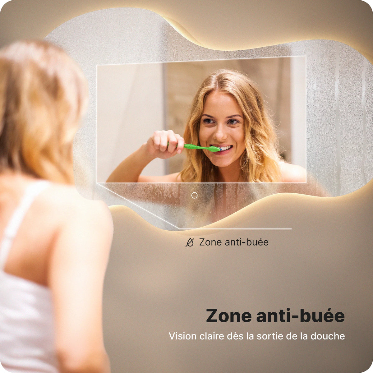 Miroir de salle de bain - 120x70 - Asymétrique - Sans cadre