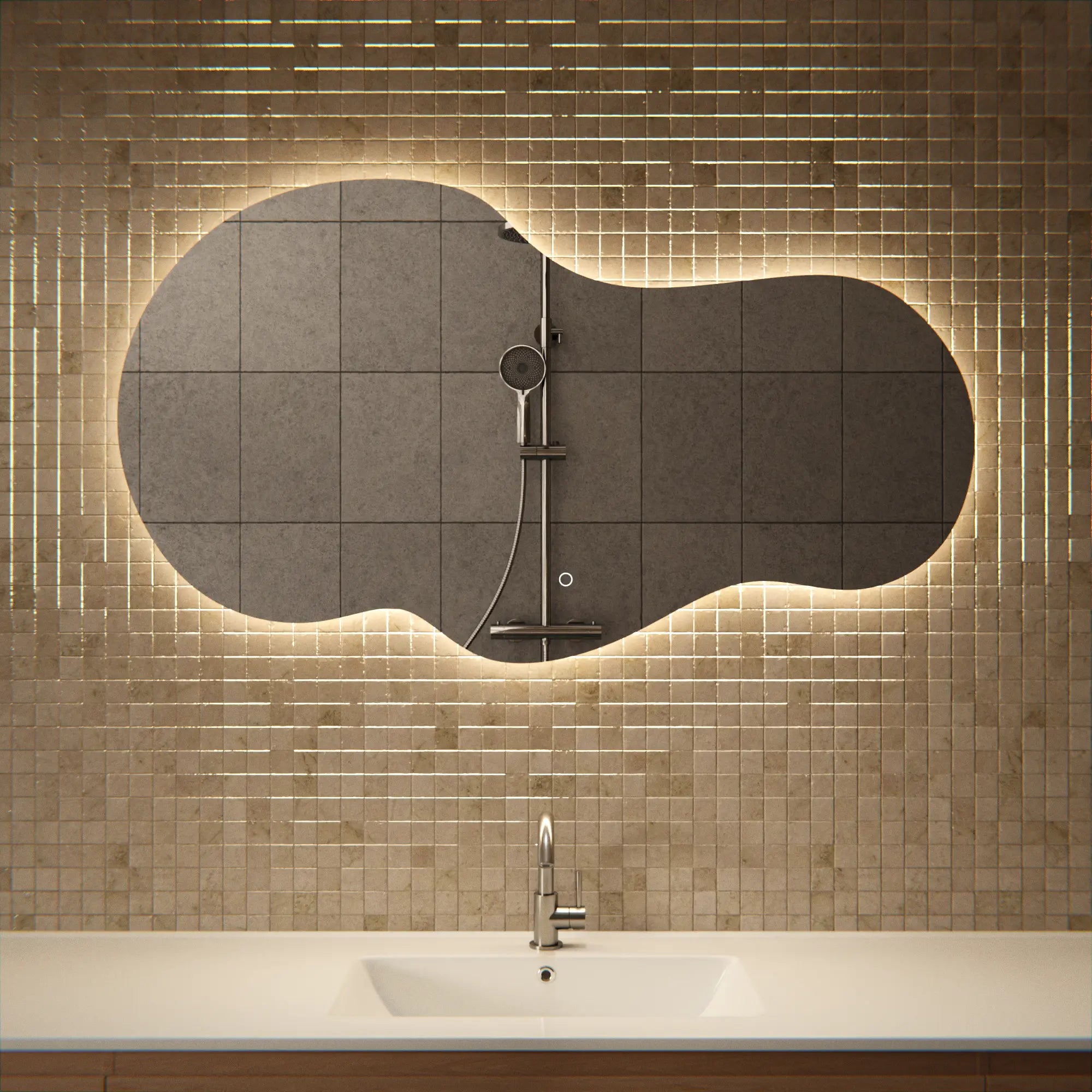 Miroir de salle de bain - 120x70 - Asymétrique - Sans cadre