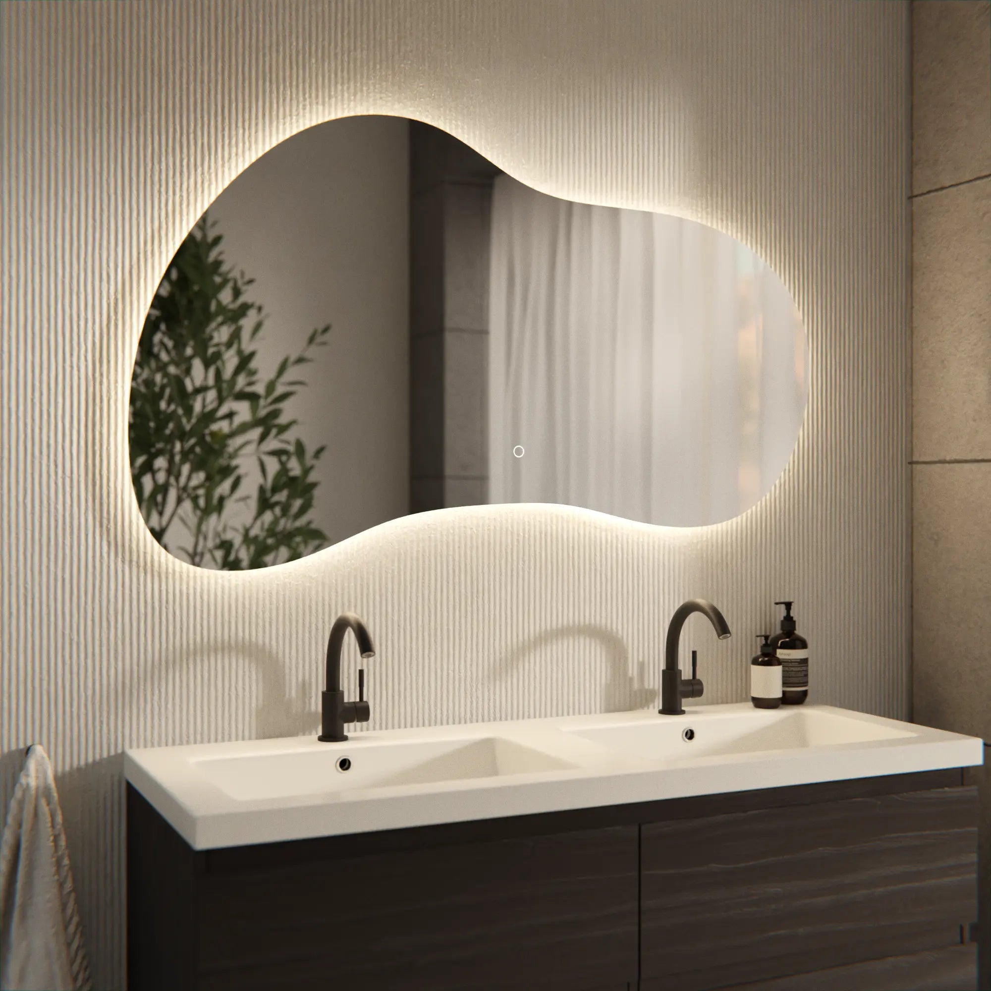 Miroir de salle de bain - 120x70 - Asymétrique - Sans cadre