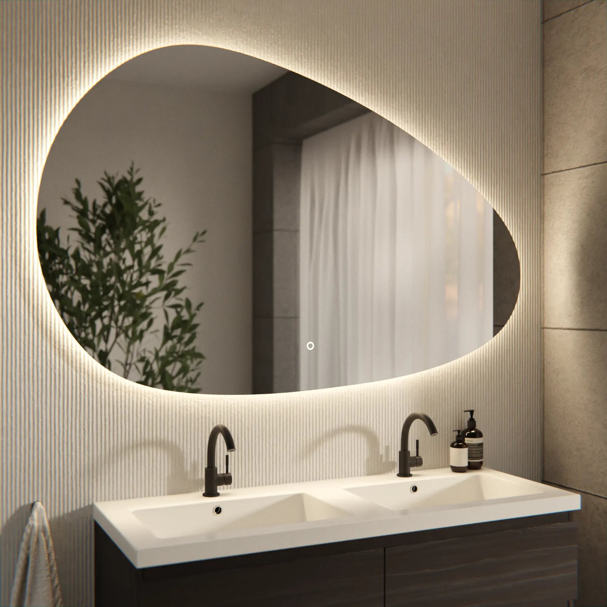 Miroir de salle de bains - 150x93cm Asymétrique - Sans cadre