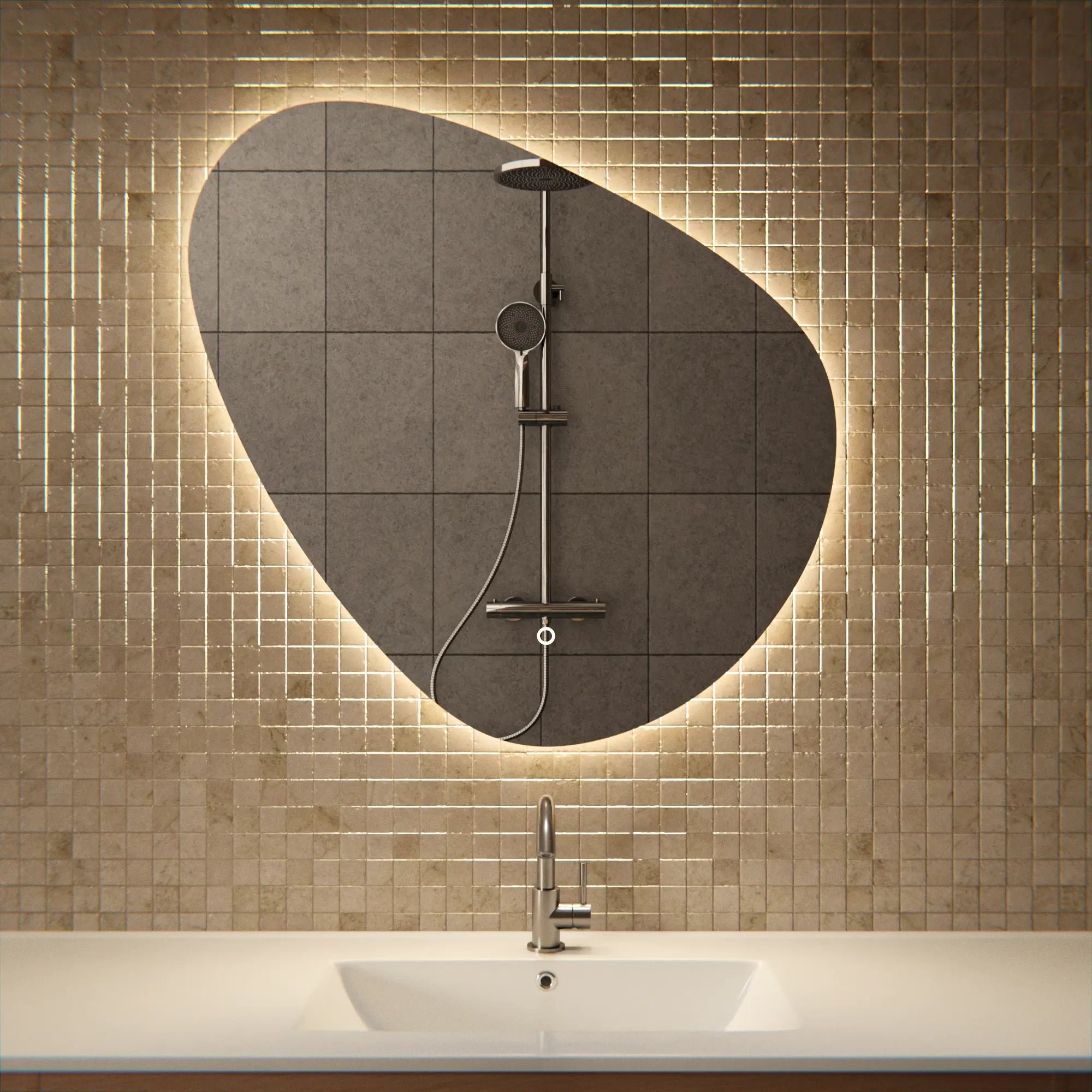 Miroir de salle de bain - 80x80cm Asymétrique - Sans cadre