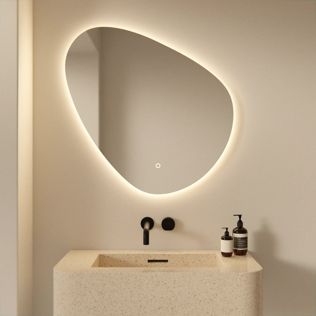 Miroir de salle de bain - 80x80cm Asymétrique - Sans cadre